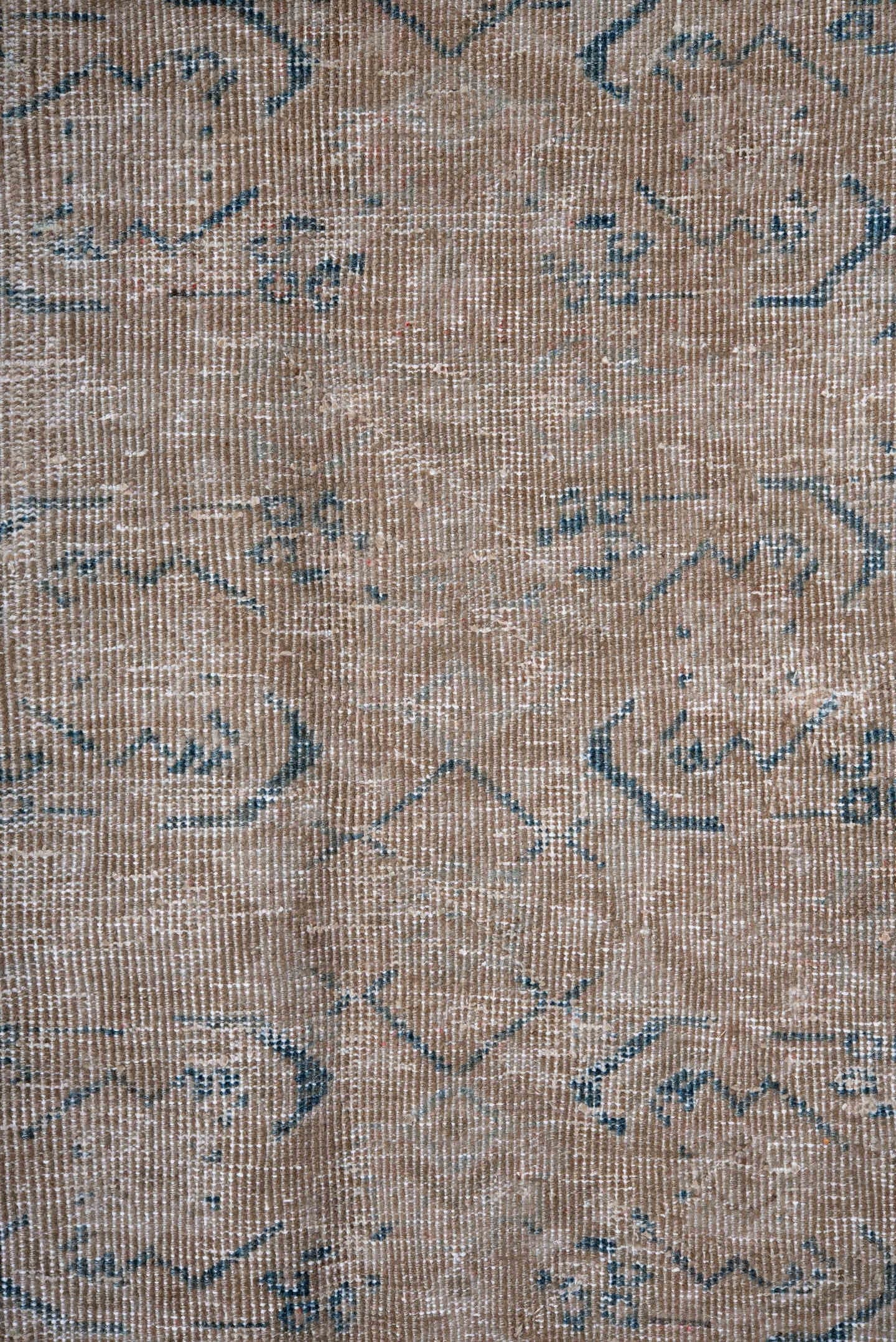 9' x 13' one-of-a-kind handmade vintage Mahal large size rug. Color palette: taupe, ivory, sky blue, charcoal, beige, cream