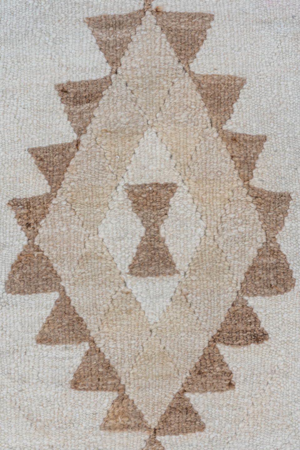 2' x 9' one-of-a-kind handmade antique Kilim runner rug. Color palette: ivory, taupe, beige, camel, gray