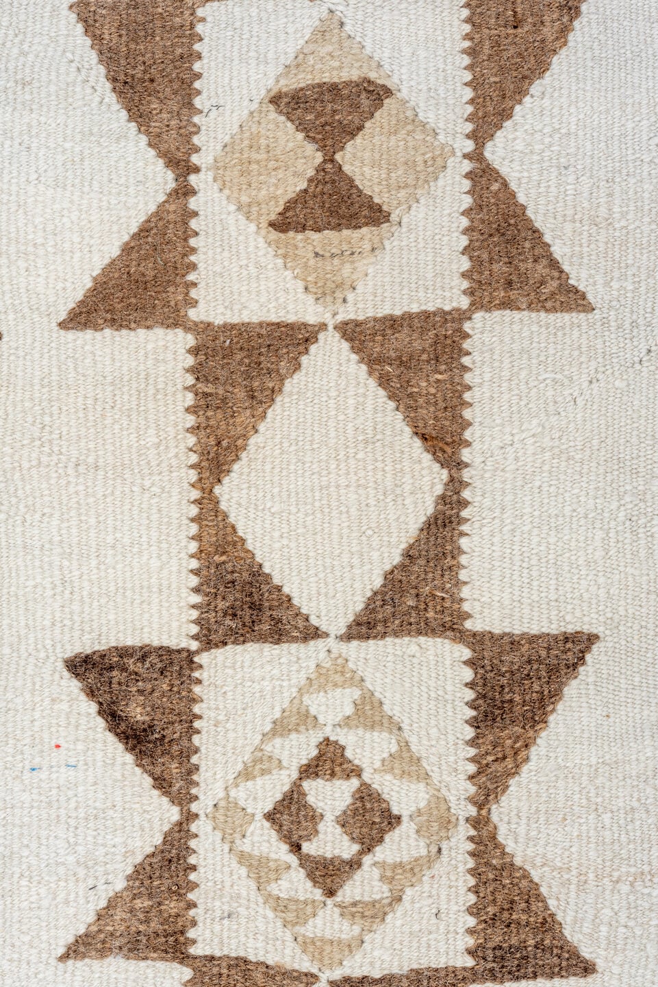 2' x 11' one-of-a-kind handmade antique Kilim runner rug. Color palette: ivory, taupe, camel, beige, gray