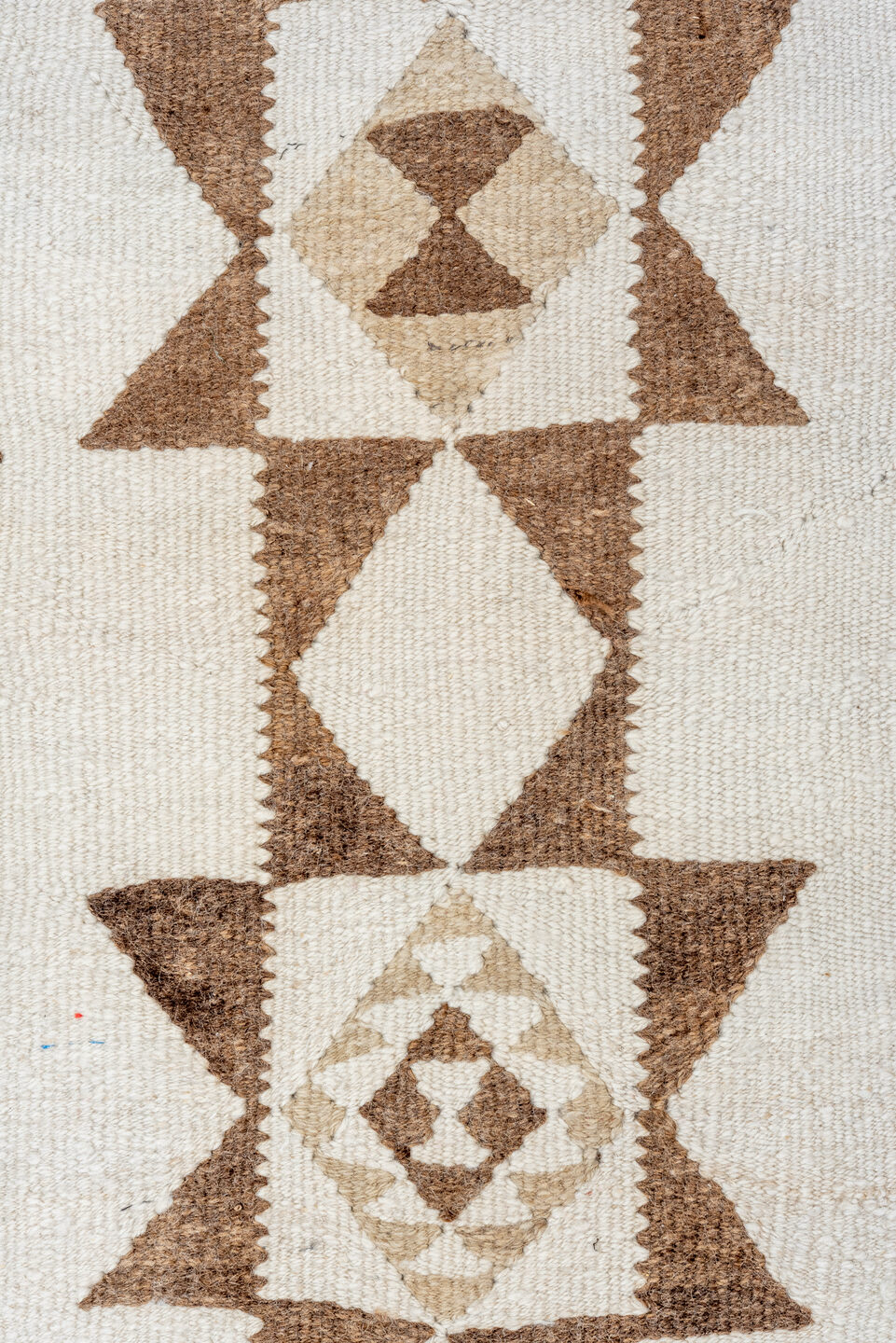2' x 11' one-of-a-kind handmade antique Kilim runner rug. Color palette: ivory, taupe, camel, beige, gray