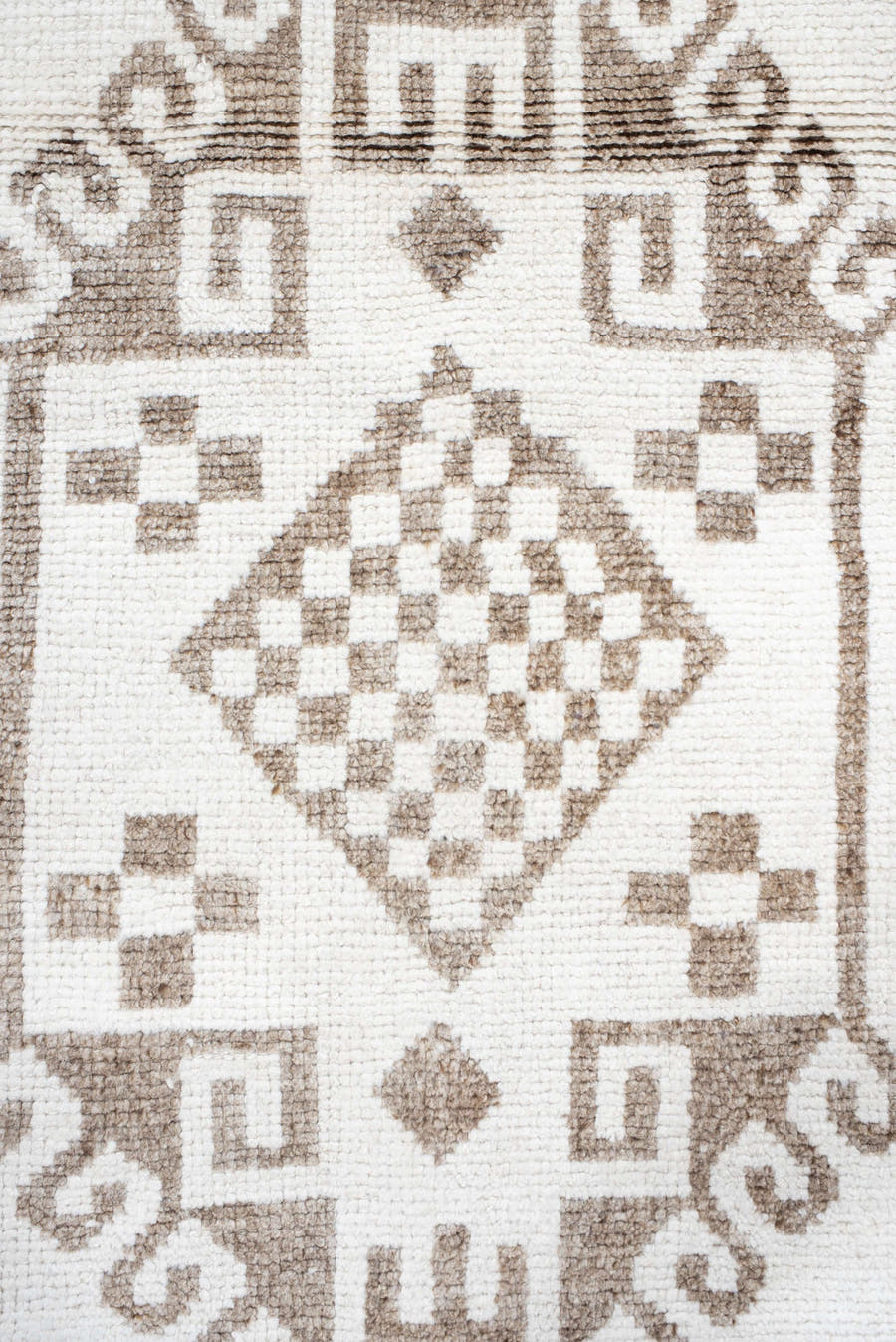 3' x 11' one-of-a-kind handmade vintage Kars runner rug. Color palette: ivory, taupe, beige, camel, gray