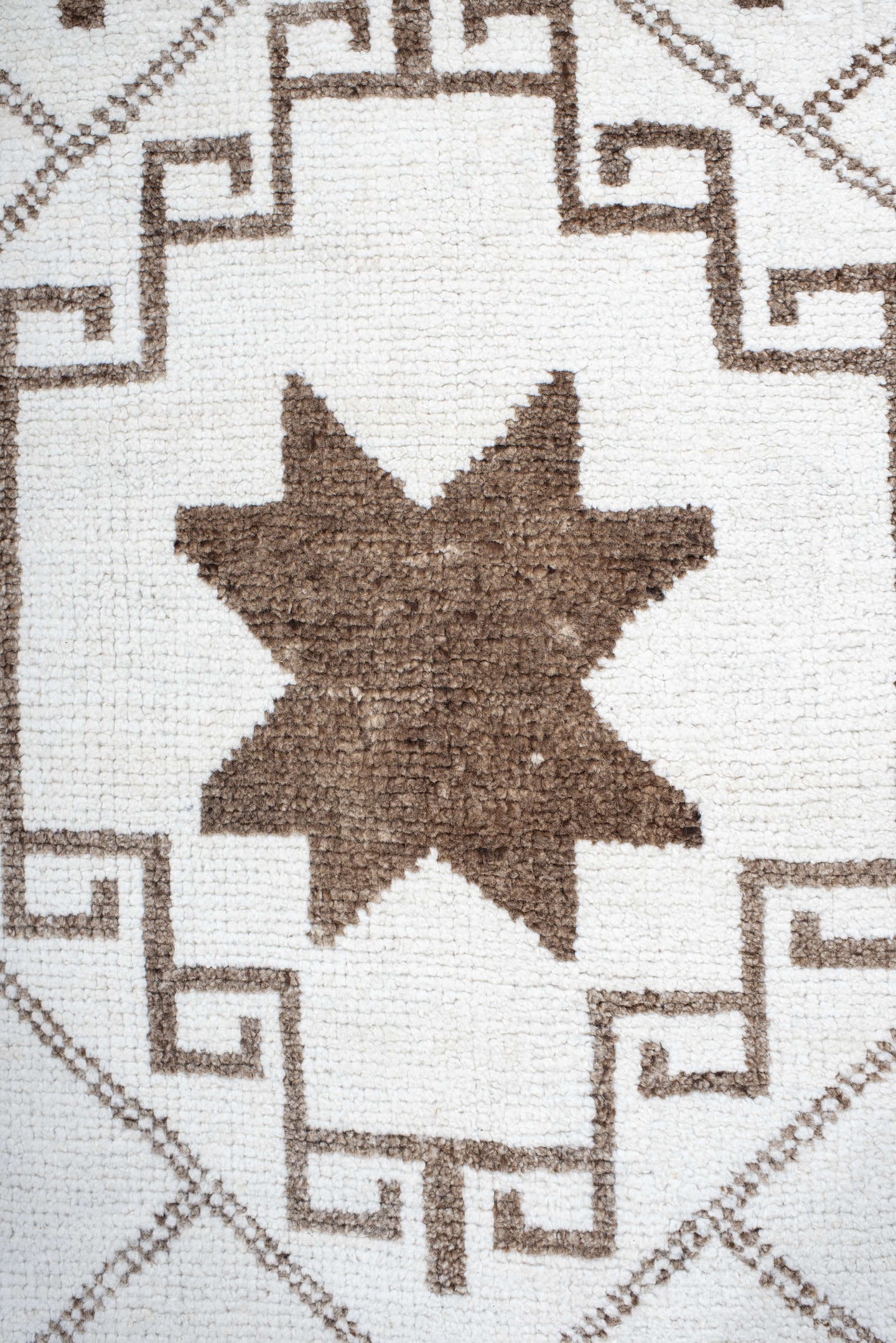 3' x 11' one-of-a-kind handmade vintage Kars runner rug. Color palette: ivory, taupe, brown, beige, gray