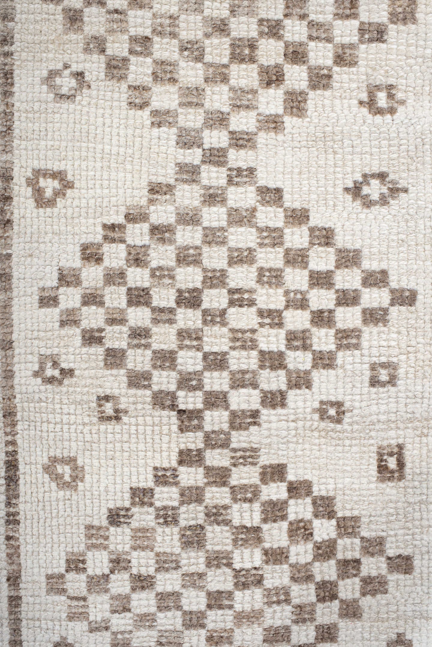 2' x 15' one-of-a-kind handmade vintage Kars runner rug. Color palette: ivory, taupe, beige, sand, gray