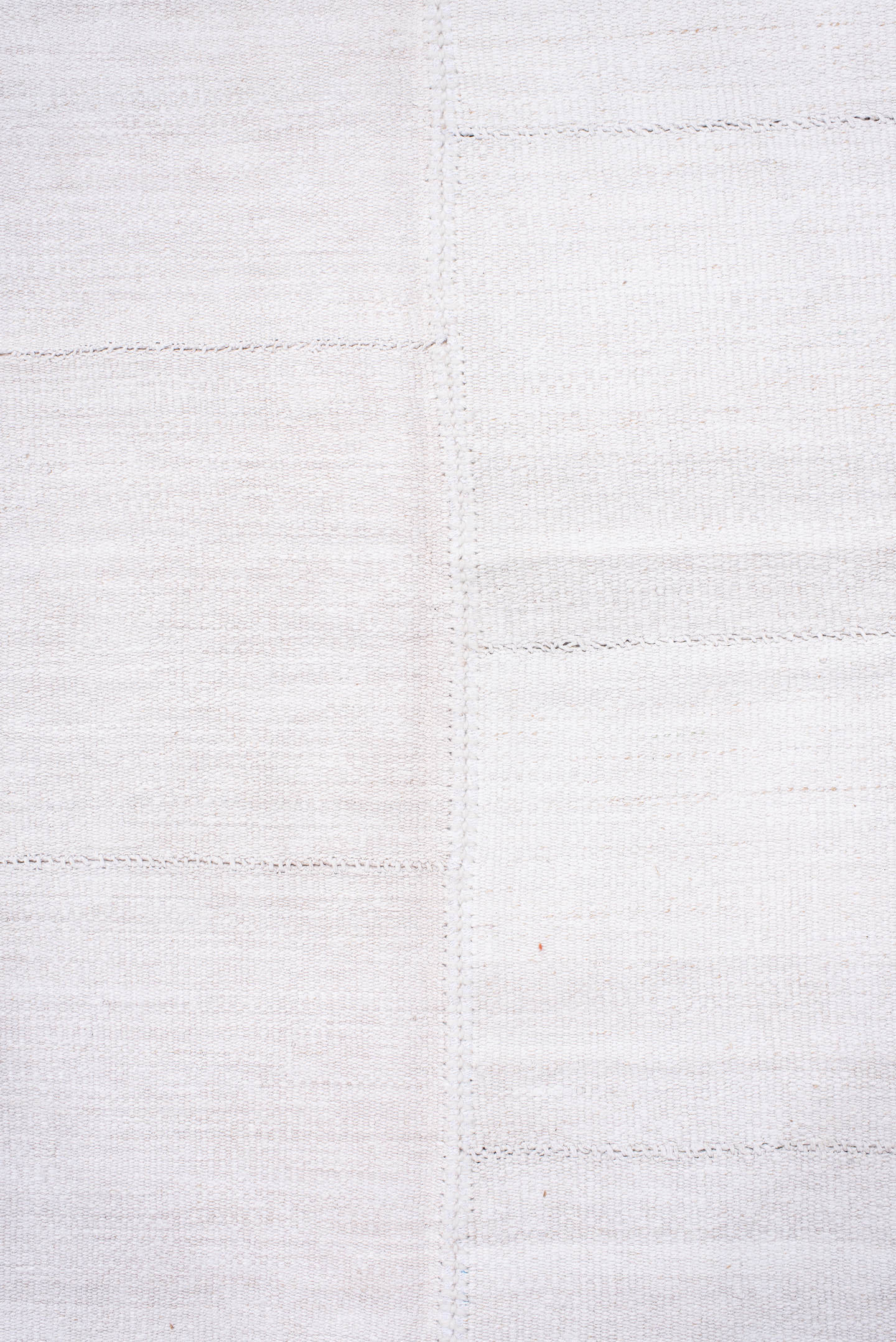 11' x 17' one-of-a-kind handmade antique Flatweave oversize rug. Color palette: ivory, cream, taupe, beige, gray