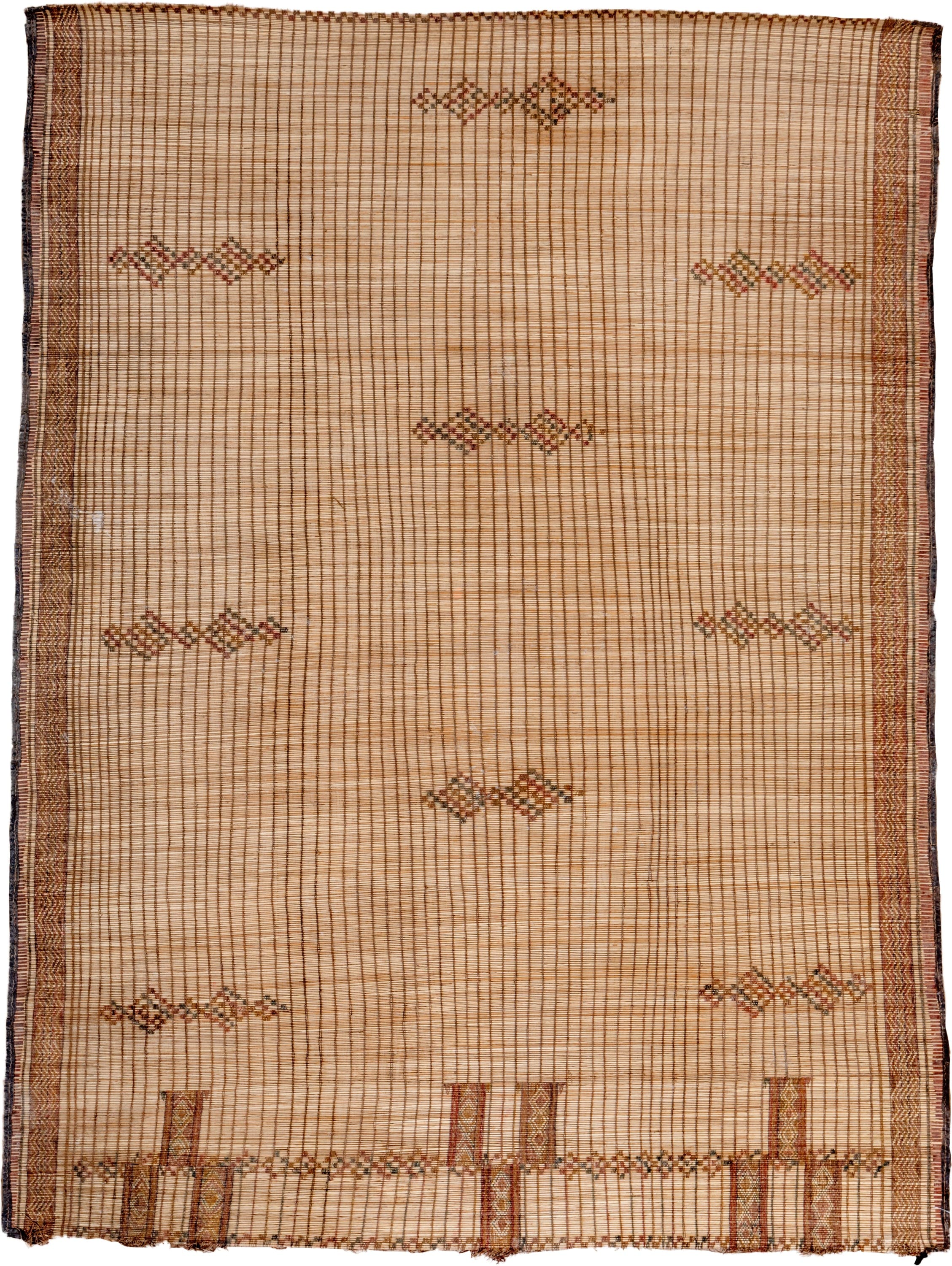 6' x 8' one-of-a-kind handmade vintage Tuareg medium size rug. Color palette: camel, tan, brown, rust, ivory, sienna, beige
