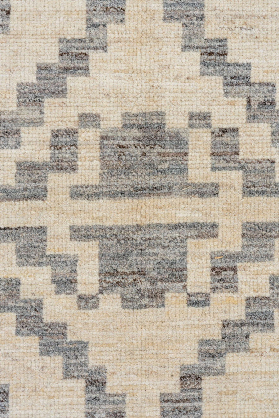 8' x 9' one-of-a-kind handmade vintage Afghan rug. Color palette: ivory, gray, cream, taupe, beige