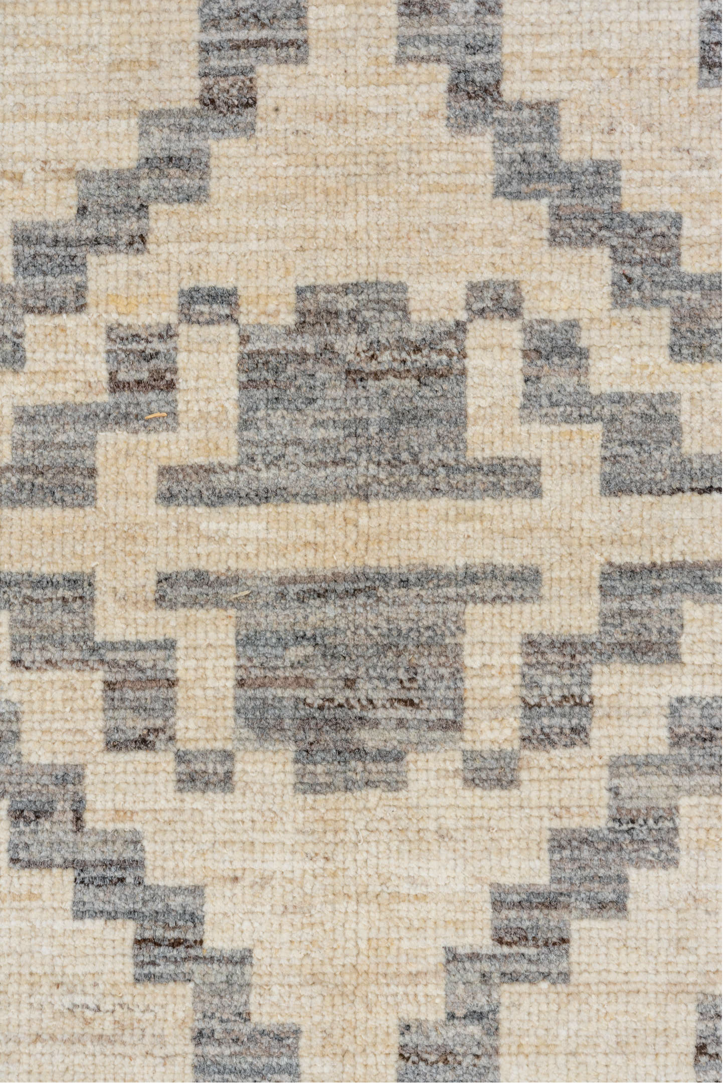 8' x 9' one-of-a-kind handmade vintage Afghan rug. Color palette: ivory, gray, cream, taupe, beige