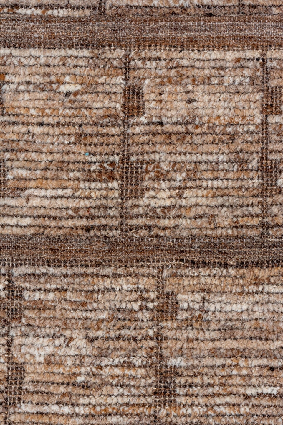 8' x 10' one-of-a-kind handmade vintage Tulu large size rug. Color palette: ivory, taupe, brown, camel, cream, beige, gray