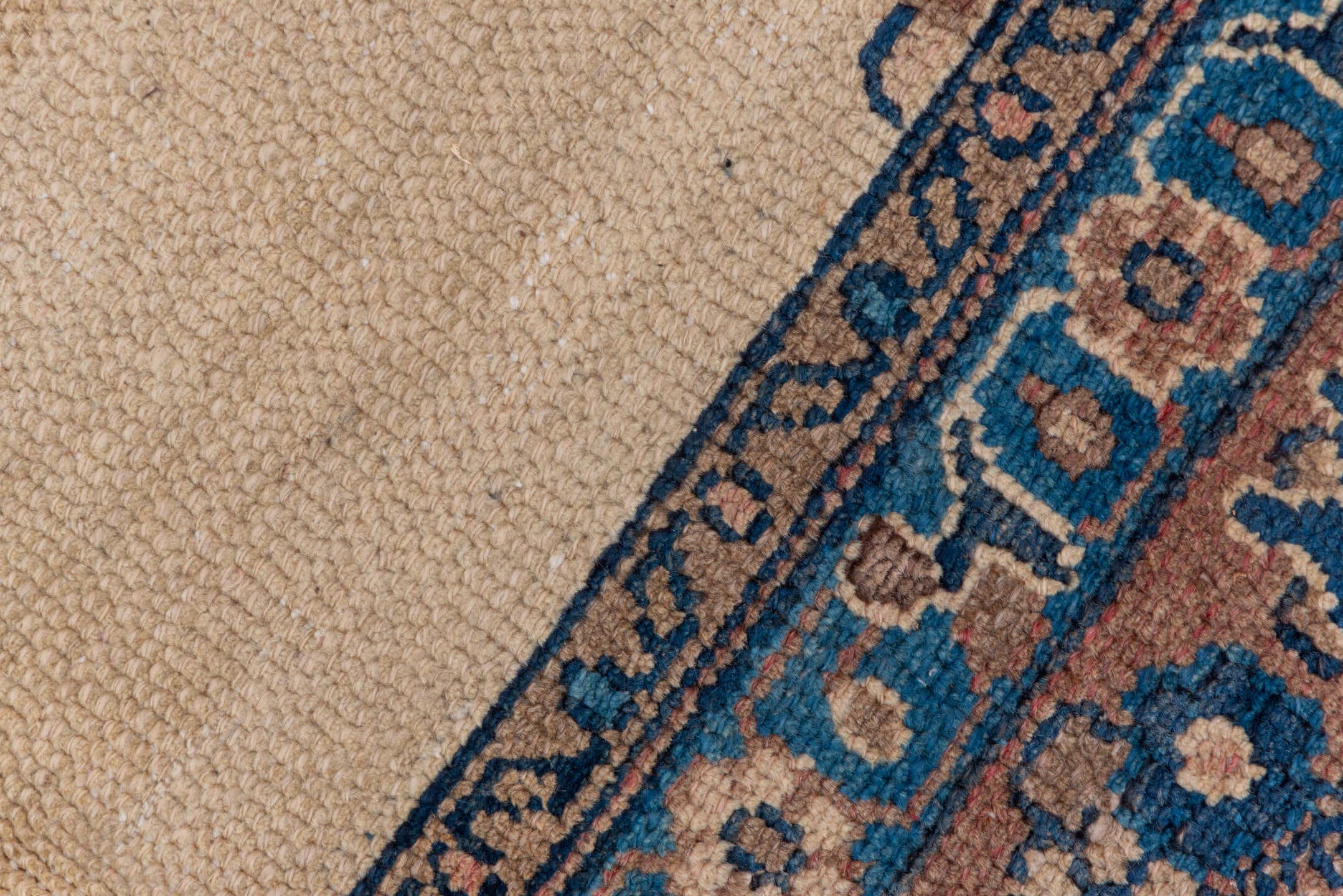 8' x 11' one-of-a-kind handmade vintage Hamadan large size rug. Color palette: ivory, taupe, blue, rust, camel, slate, beige