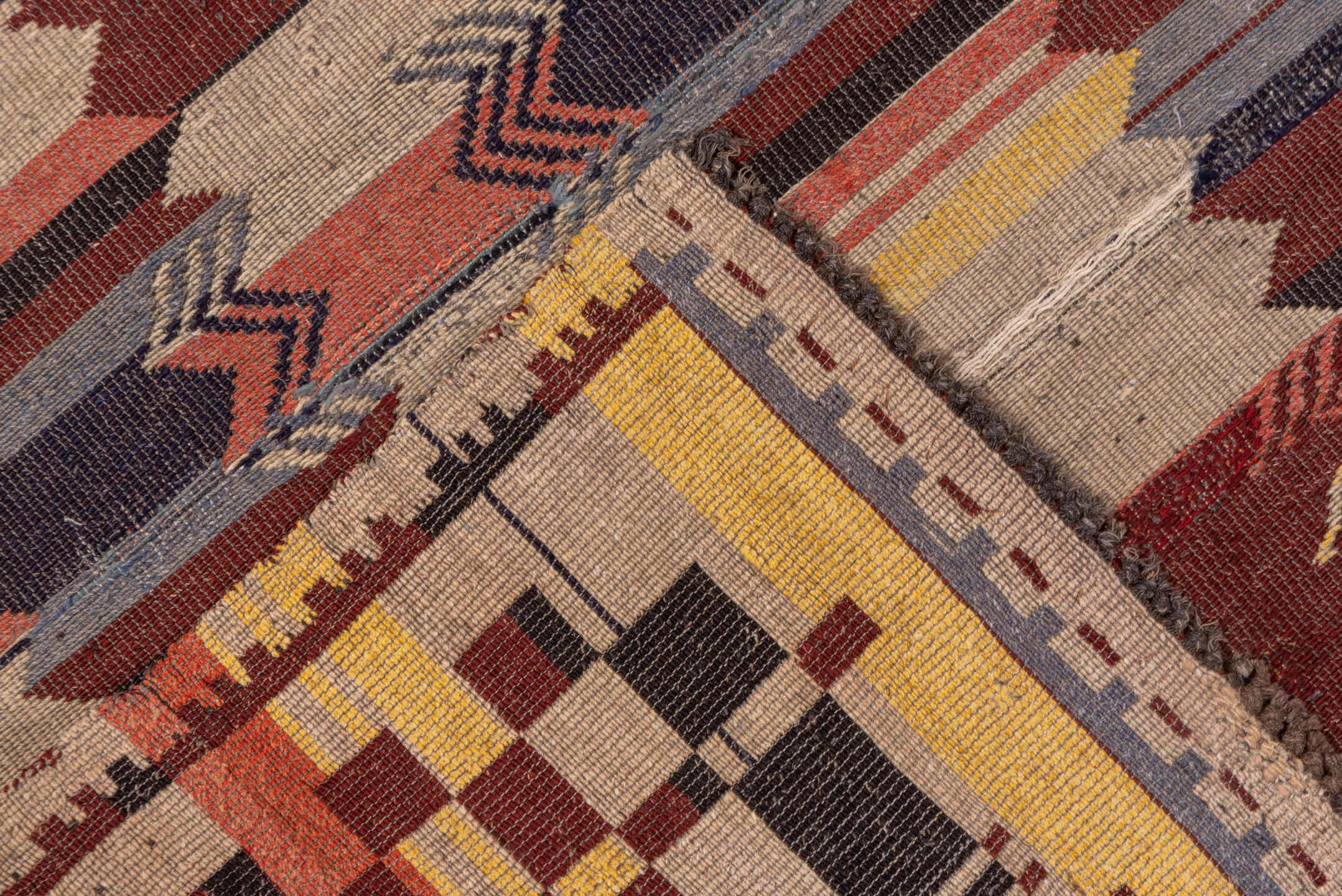 7' x 8' one-of-a-kind handmade vintage Kilim rug. Color palette: rust, ivory, charcoal, slate, rose, gold, taupe, terracotta
