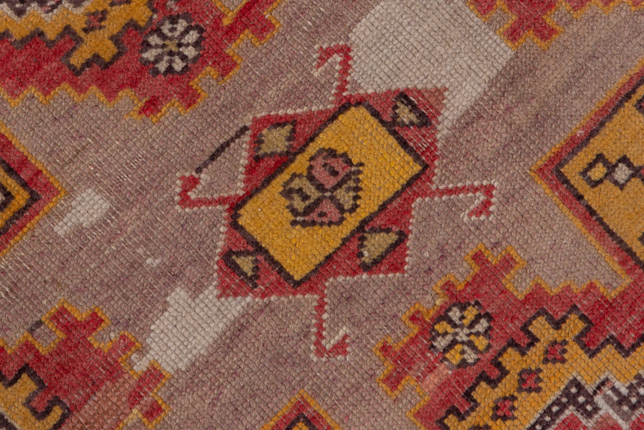 3' x 5' one-of-a-kind handmade antique Oushak small size rug. Color palette: terra cotta, ivory, gold, rust, camel, saffron