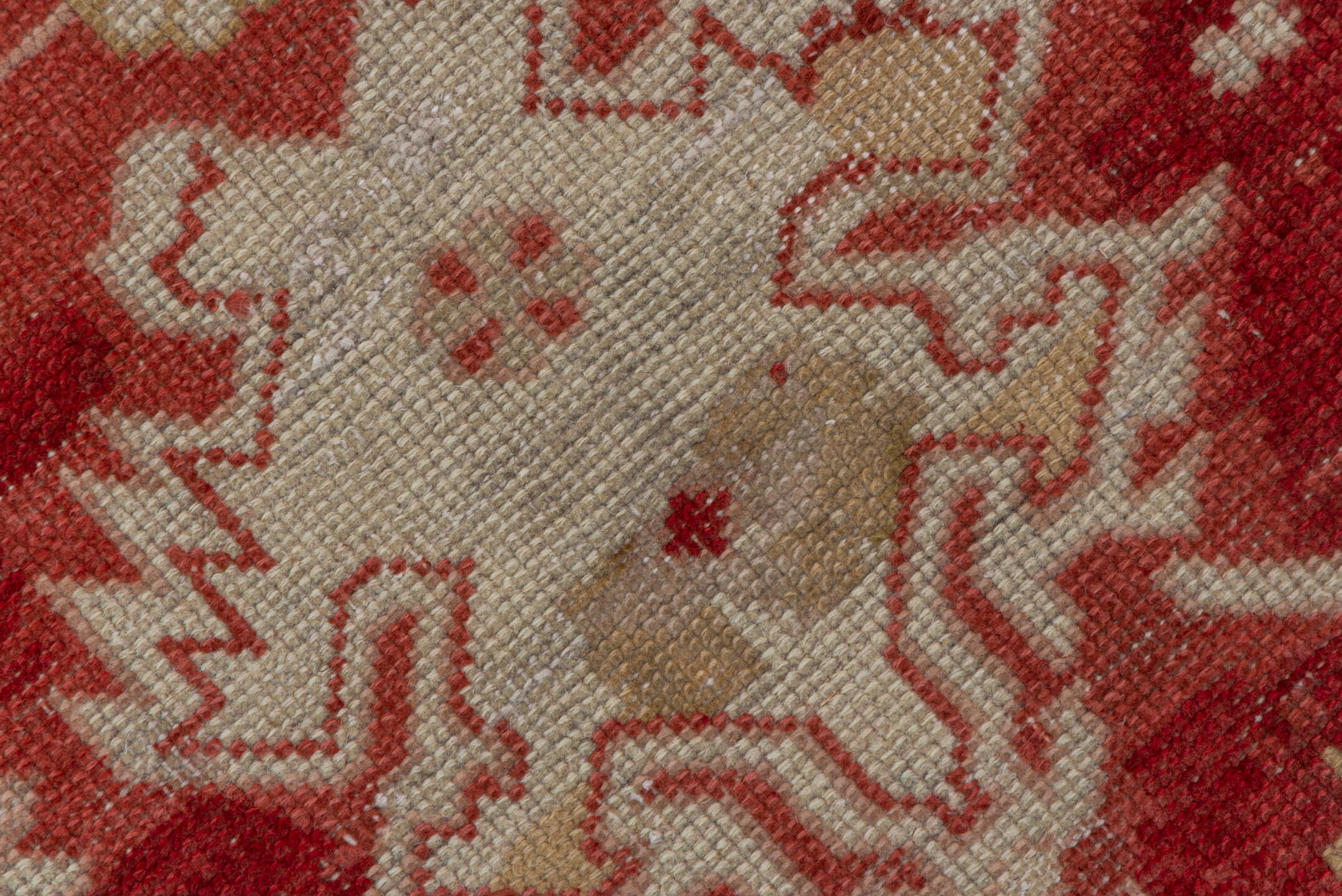 3' x 11' one-of-a-kind handmade vintage Oushak runner rug. Color palette: brown, dark red, maroon, off-white, orange, pink