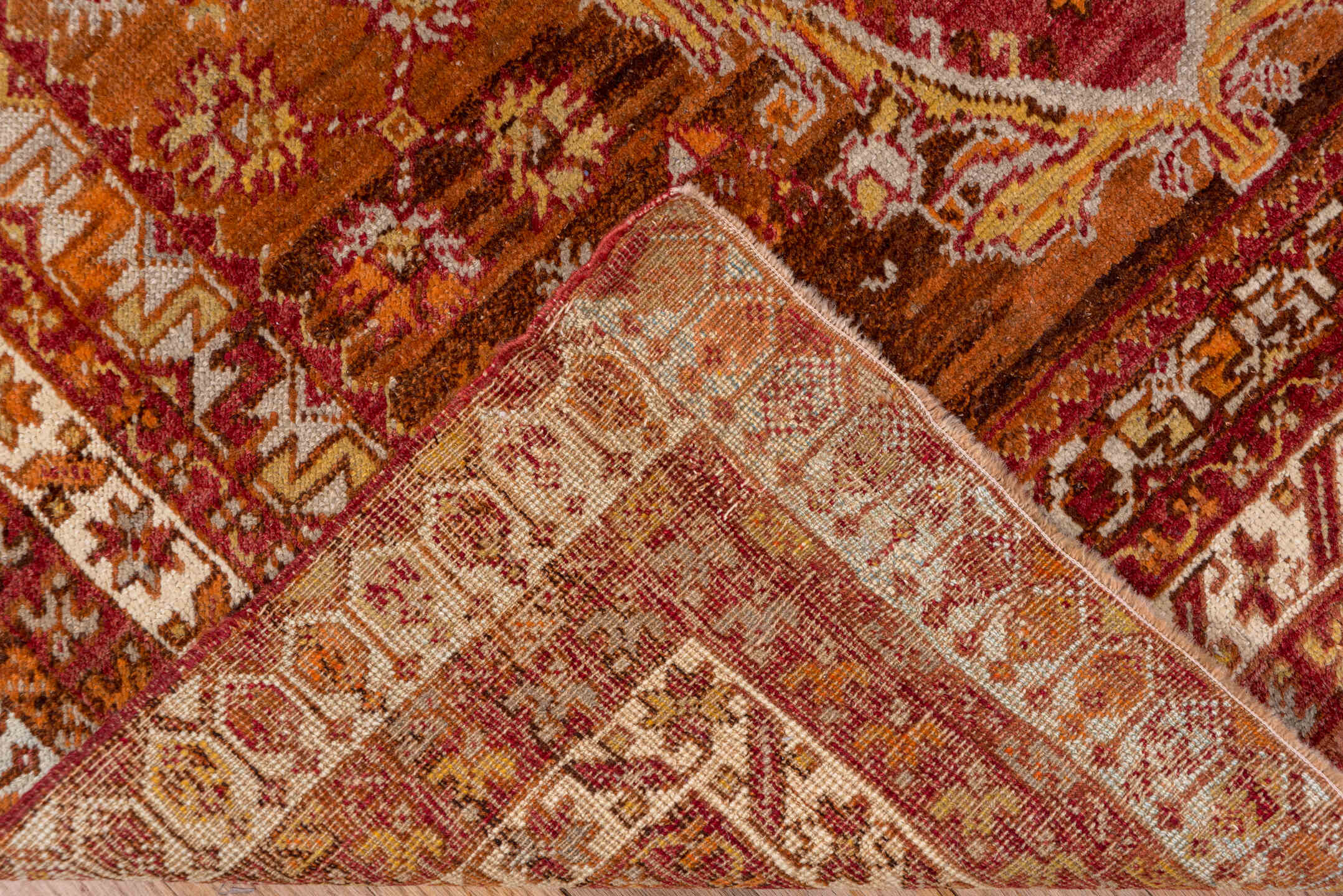 3' x 5' one-of-a-kind handmade vintage Sivas small size rug. Color palette: brown, gray, light gray, off-white, orange, pink