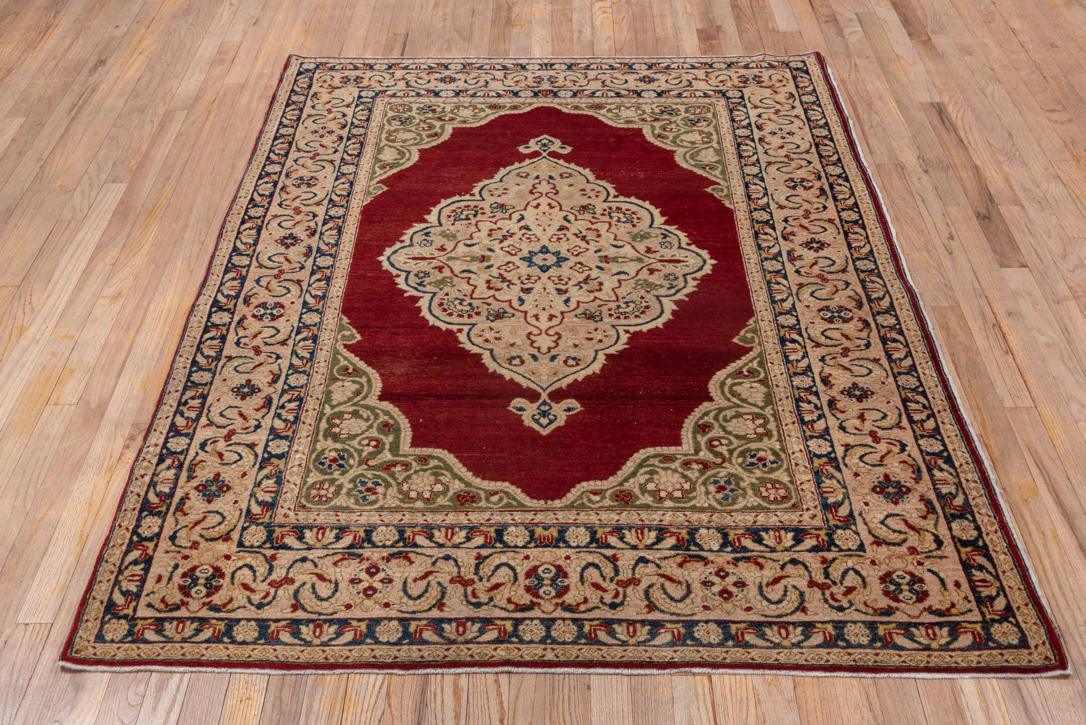 4' x 6' one-of-a-kind handmade vintage Sivas small size rug. Color palette: red, ivory, navy, sage, olive, burgundy, blue