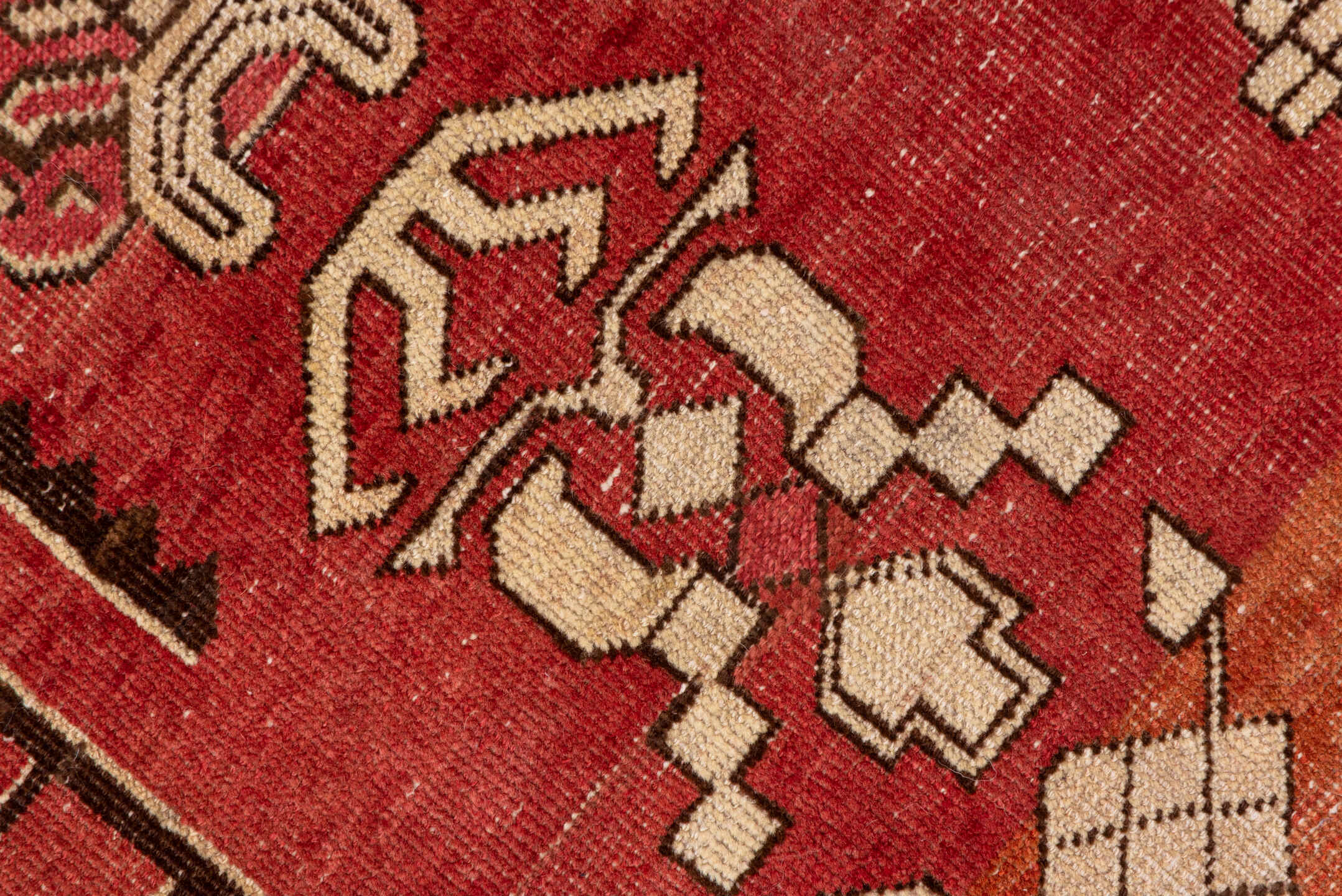 6' x 13' one-of-a-kind handmade vintage Khotan large size rug. Color palette: terra cotta, ivory, rust, camel, sienna, brown