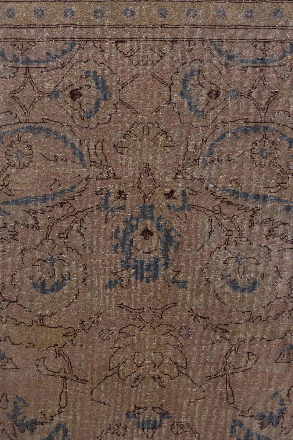 8' x 11' one-of-a-kind handmade vintage Sivas large size rug. Color palette: taupe, slate, dusty blue, beige, ivory, rose