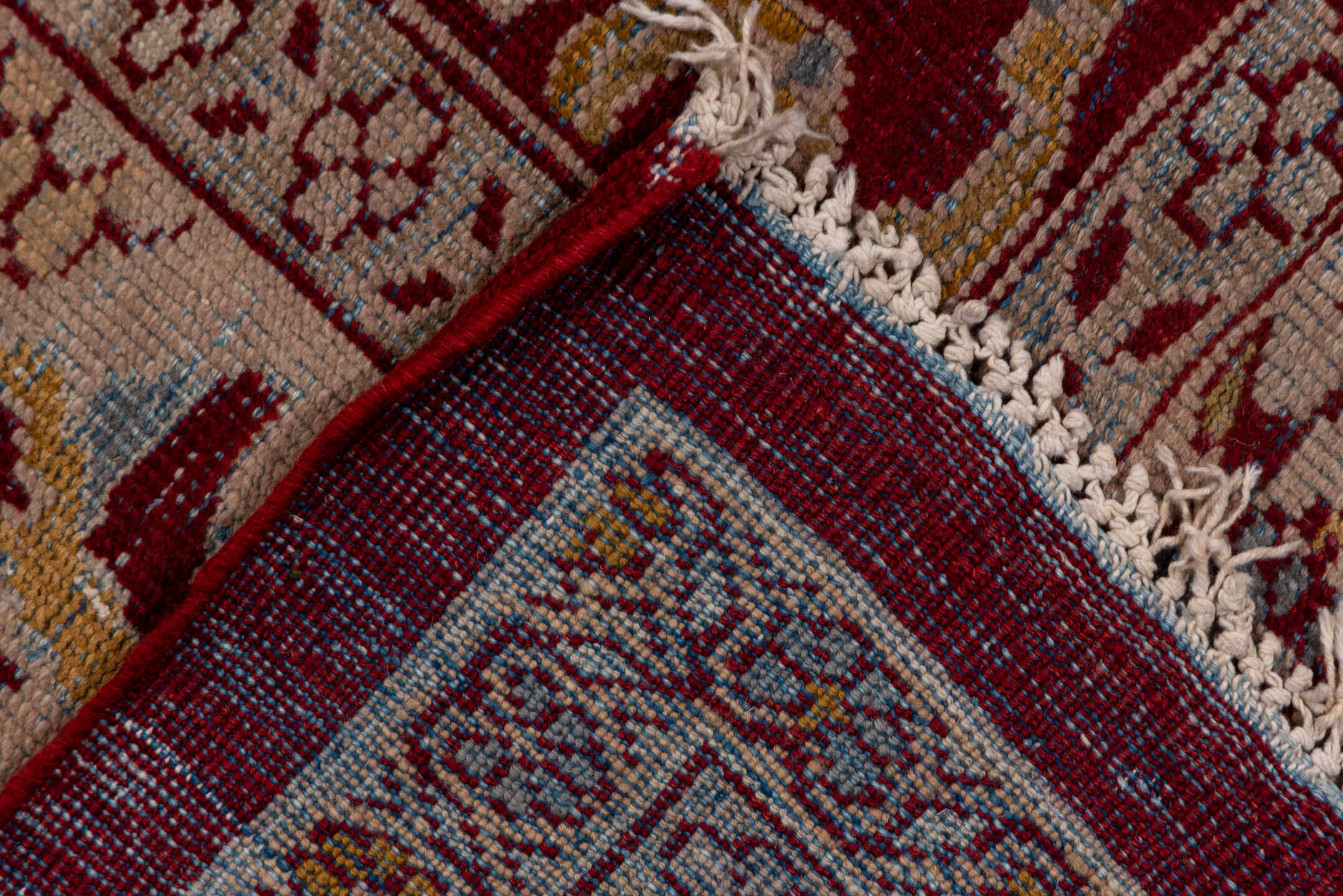 13' x 17' one-of-a-kind handmade antique Sultanabad oversize rug. Color palette: burgundy, ivory, camel, gold, powder_blue