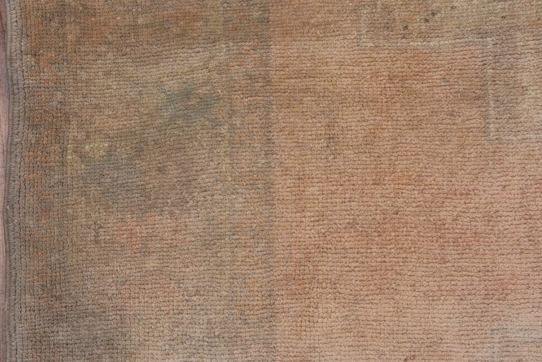 5' x 8' one-of-a-kind handmade vintage Oushak medium size rug. Color palette: beige, blush, ivory, taupe, sage, camel, pink