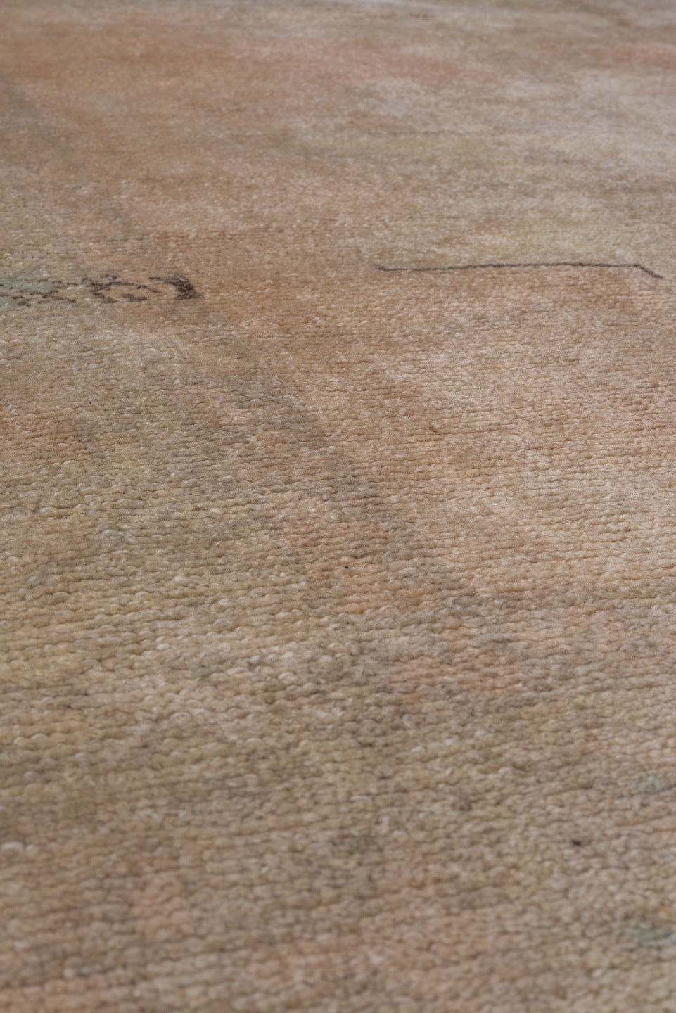 5' x 8' one-of-a-kind handmade vintage Oushak medium size rug. Color palette: beige, blush, ivory, taupe, sage, camel, pink