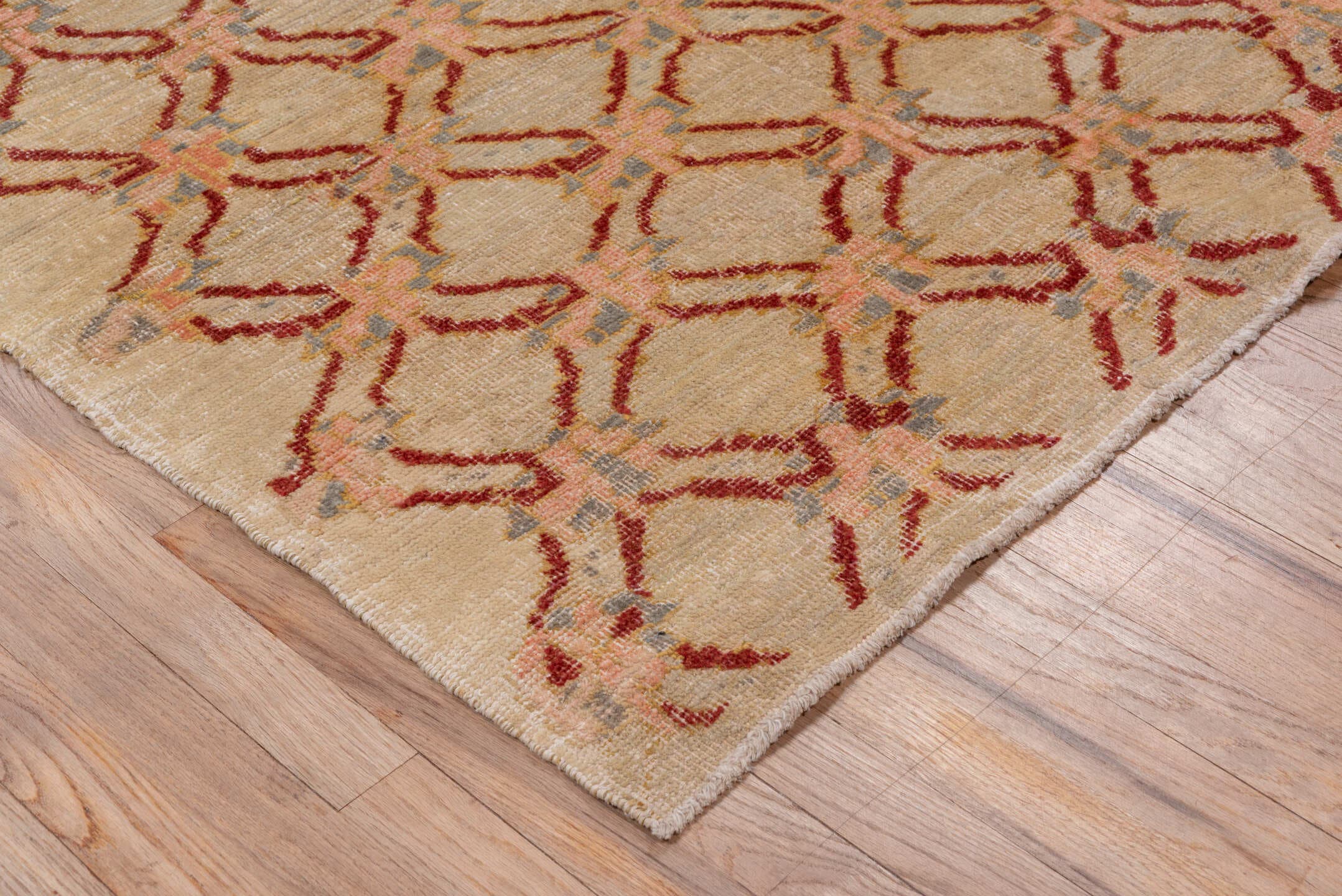 6' x 9' one-of-a-kind handmade vintage Konya medium size rug. Color palette: camel, rust, blush, pale_blue, beige