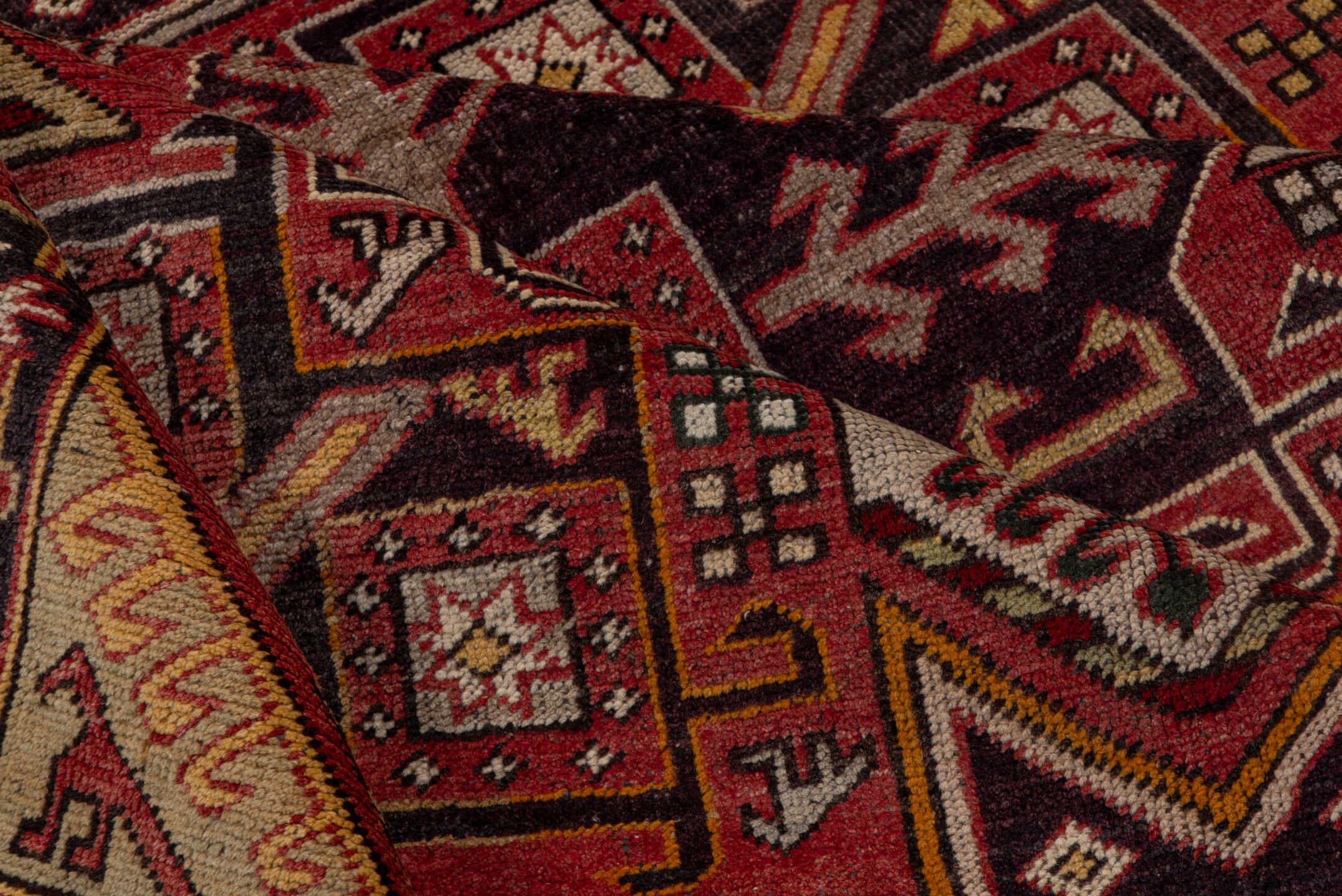 5' x 10' one-of-a-kind handmade vintage Oushak runner rug. Color palette: rust, burgundy, ivory, gold, charcoal, rose, taupe