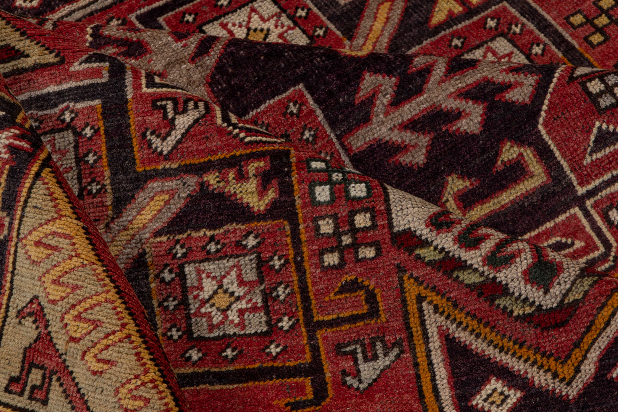 5' x 10' one-of-a-kind handmade vintage Oushak runner rug. Color palette: brown, gray, pink, red, redwood