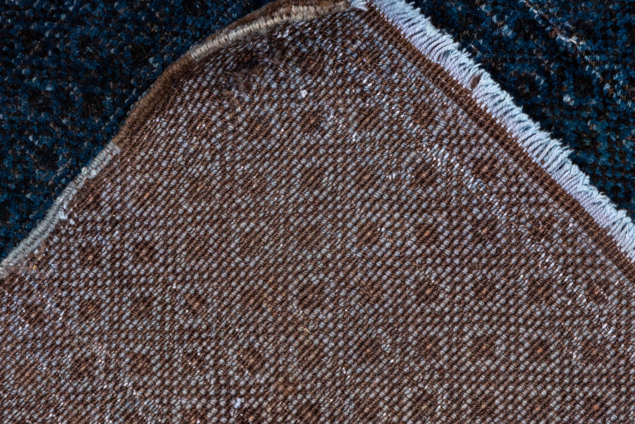 5' x 9' one-of-a-kind handmade vintage Oushak medium size rug. Color palette: black, blue, charcoal, fiord, gray, light blue