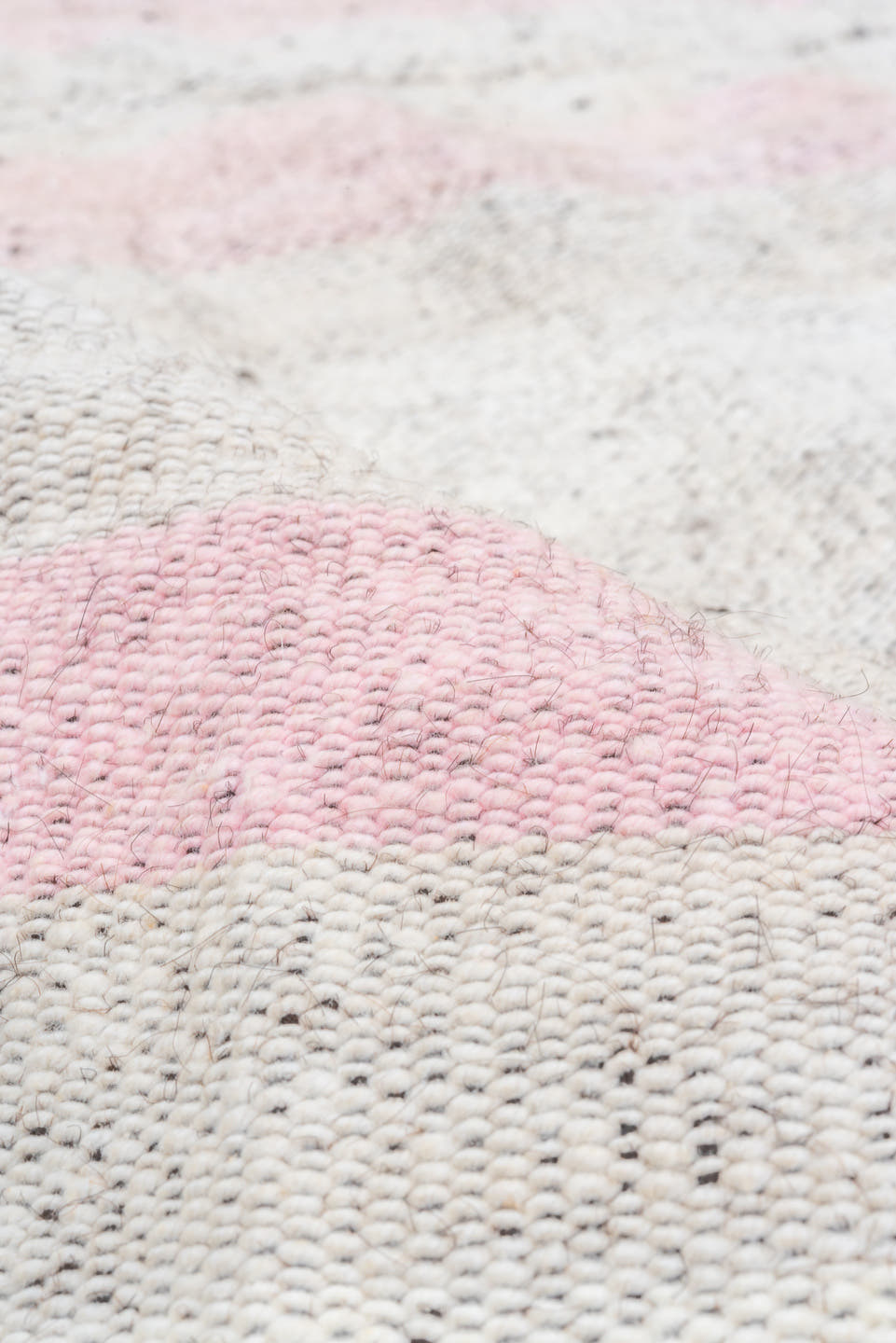 2' x 7' one-of-a-kind handmade antique Flatweave runner rug. Color palette: ivory, blush, cream, taupe, pink, beige, gray
