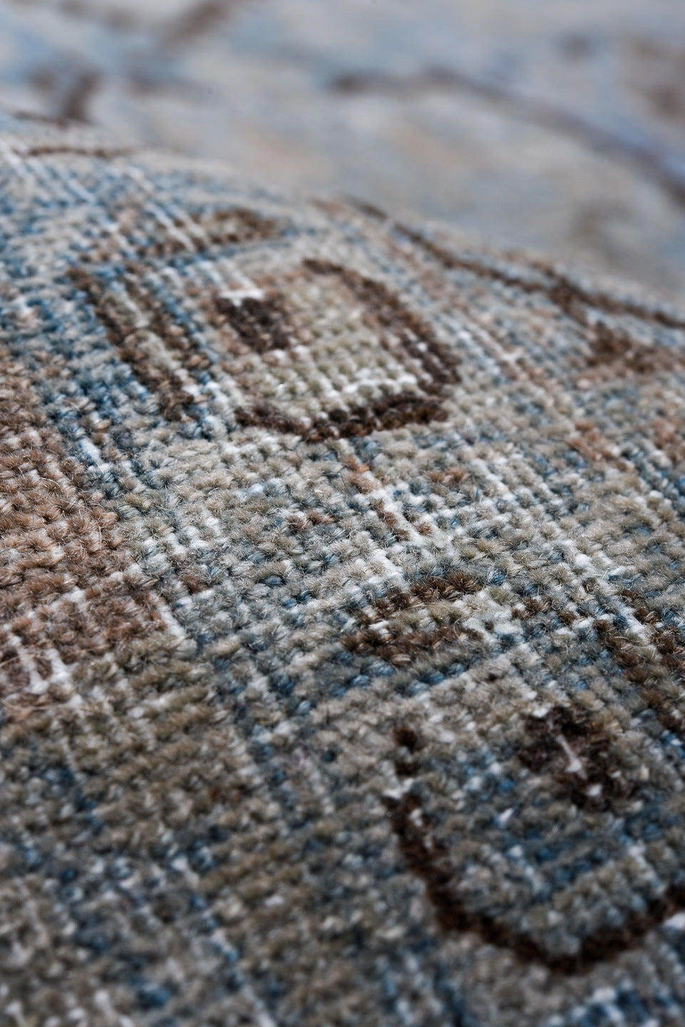 8' x 12' one-of-a-kind handmade vintage Tabriz large size rug. Color palette: alice blue, black, blue, charcoal, dark gray