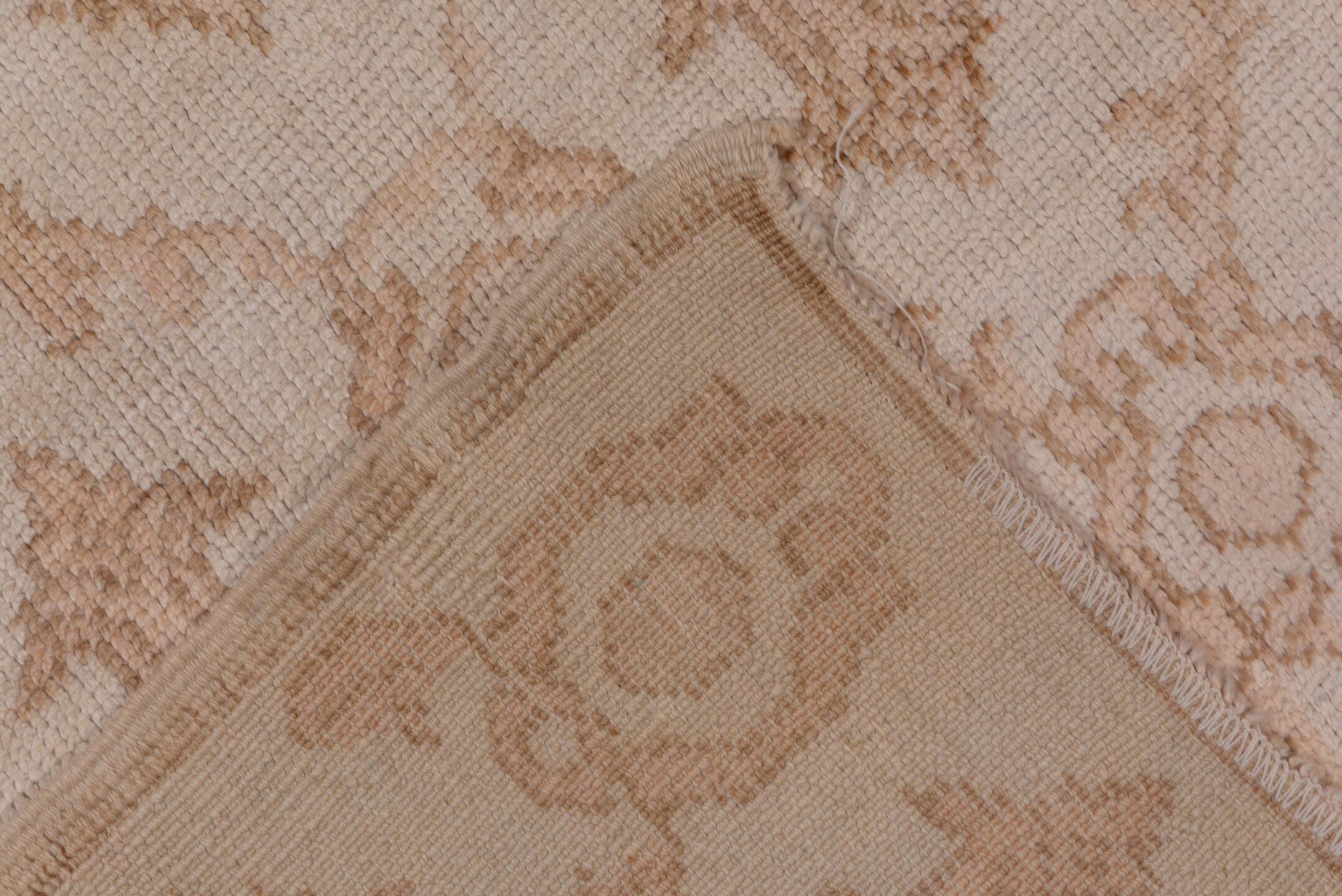 5' x 10' one-of-a-kind handmade vintage Konya medium size rug. Color palette: ivory, blush, peach, taupe, sand, pink