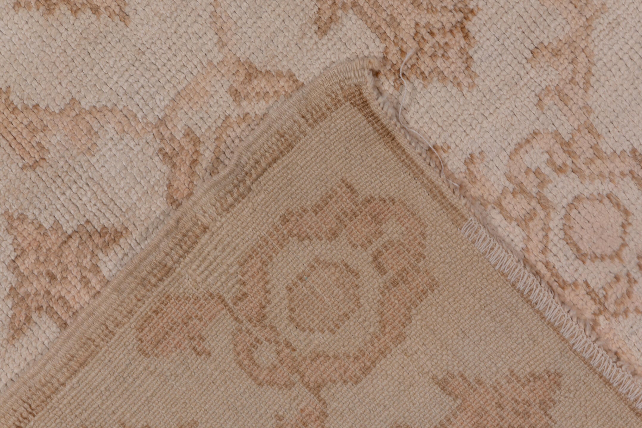 5' x 10' one-of-a-kind handmade vintage Konya medium size rug. Color palette: ivory, blush, peach, taupe, sand, pink