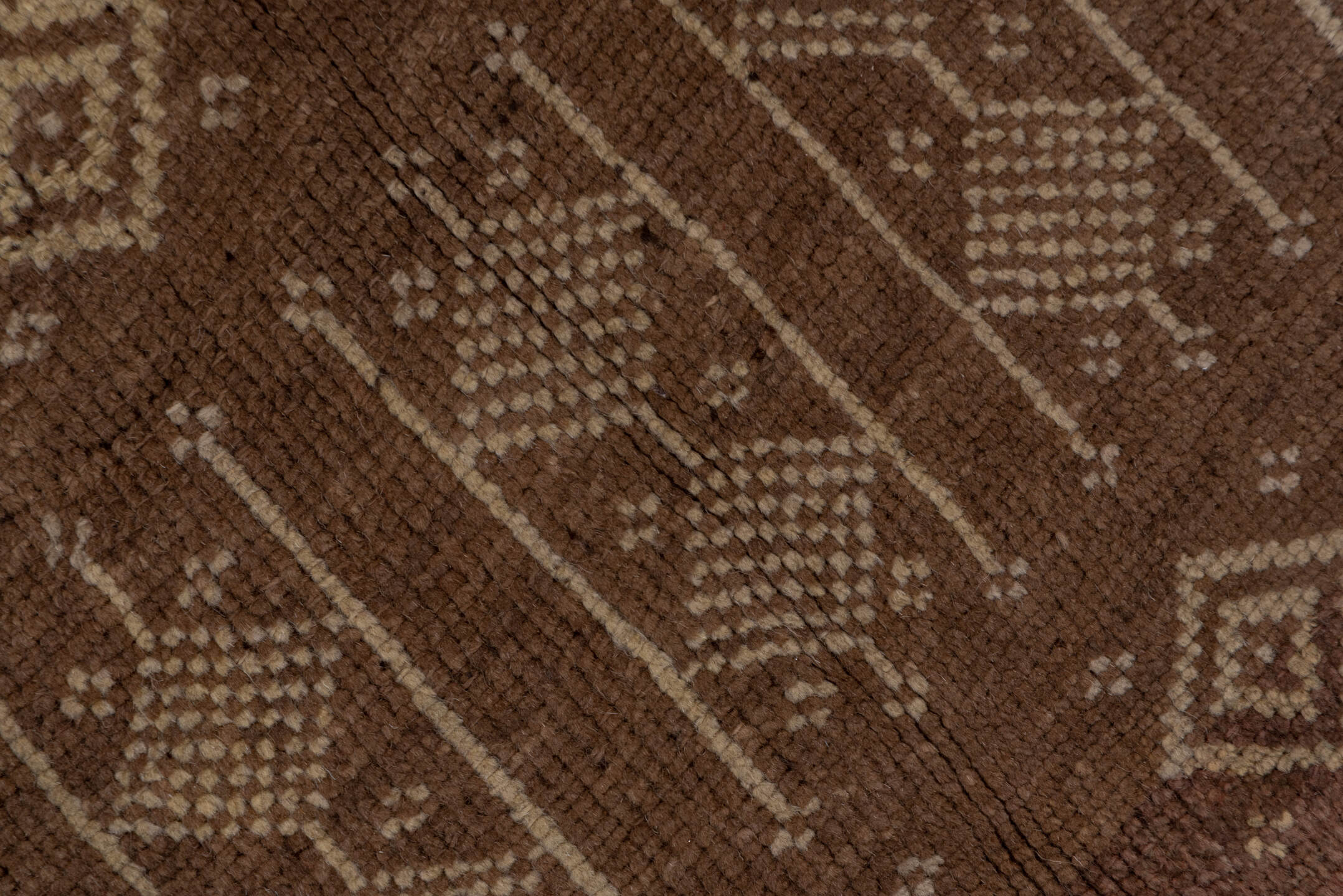 5' x 13' one-of-a-kind handmade vintage Kars runner rug. Color palette: brown, gray, off-white, snow, white, whitesmoke