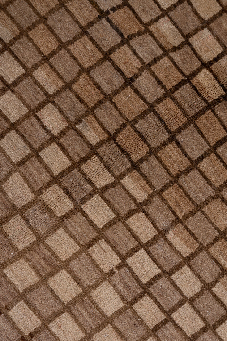 6' x 11' one-of-a-kind handmade vintage Oushak large size rug. Color palette: taupe, brown, camel, beige, gray