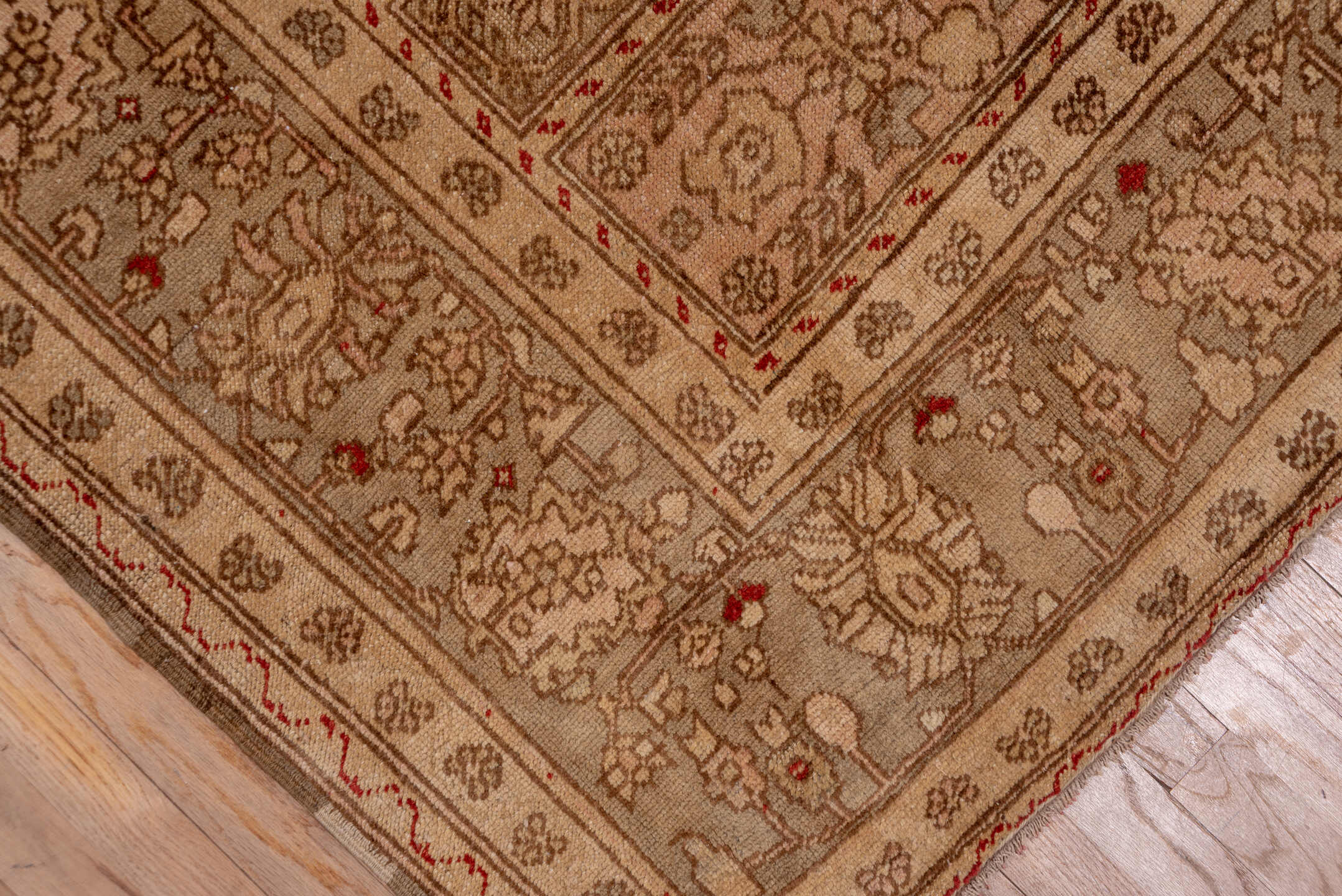 6' x 12' one-of-a-kind handmade vintage Oushak large size rug. Color palette: brown, gray, light gray, pink, red