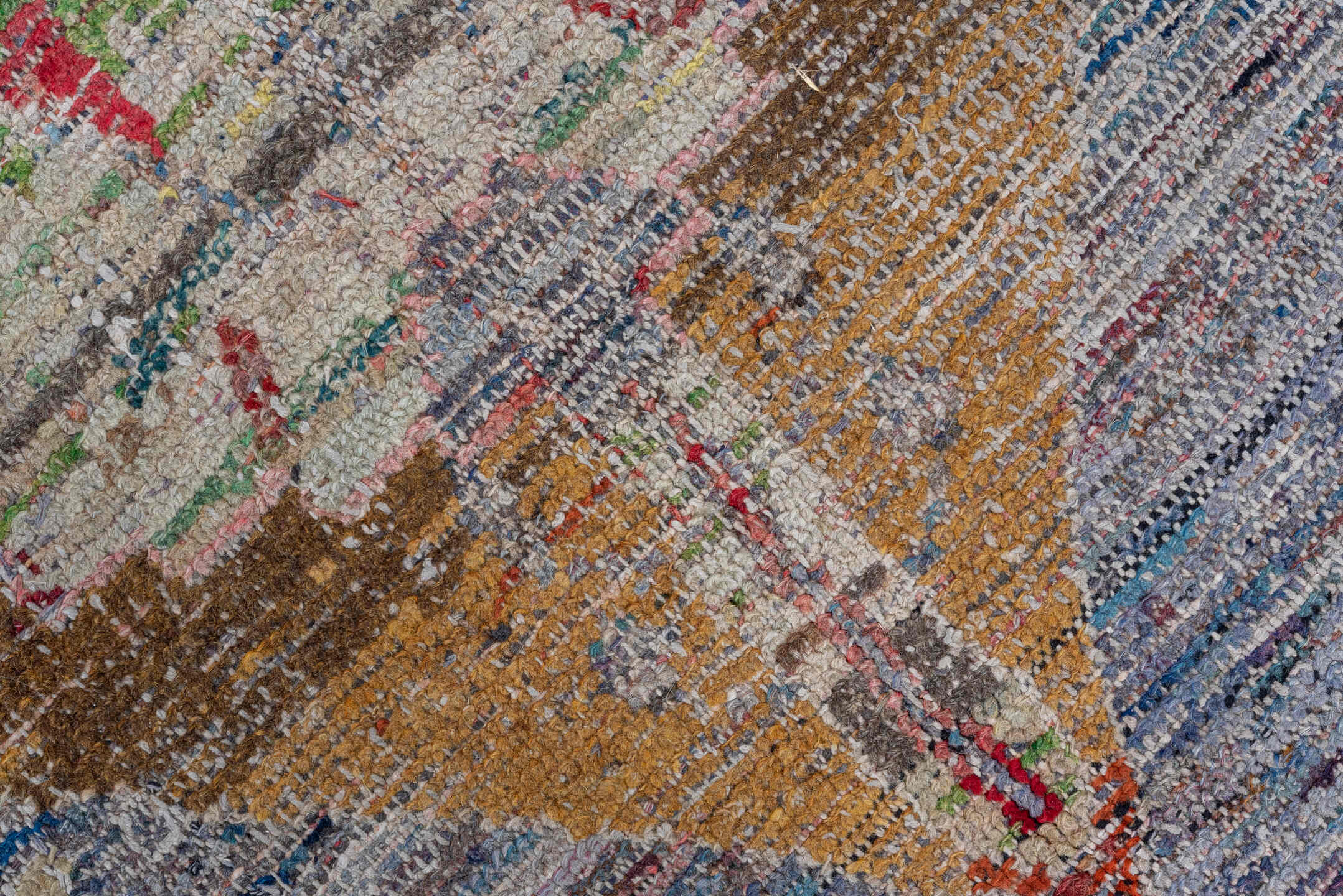 3' x 3' one-of-a-kind handmade vintage Tulu small size rug. Color palette: crimson, ivory, taupe, brown, sage, slate, red