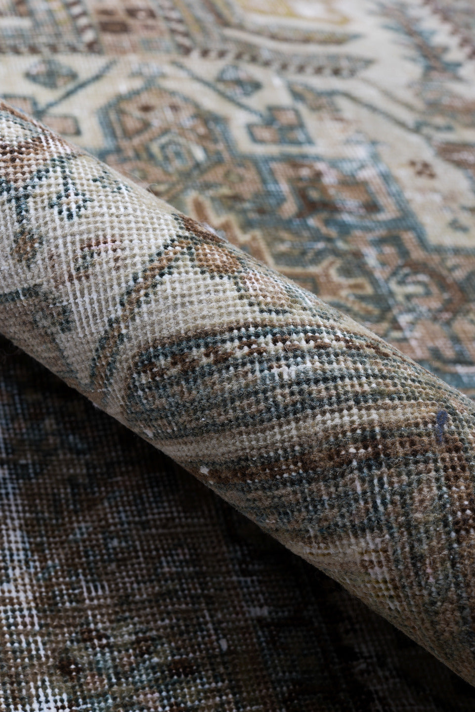 3' x 14' one-of-a-kind handmade vintage Heriz runner rug. Color palette: black, dark gray, dim gray, gray, light gray