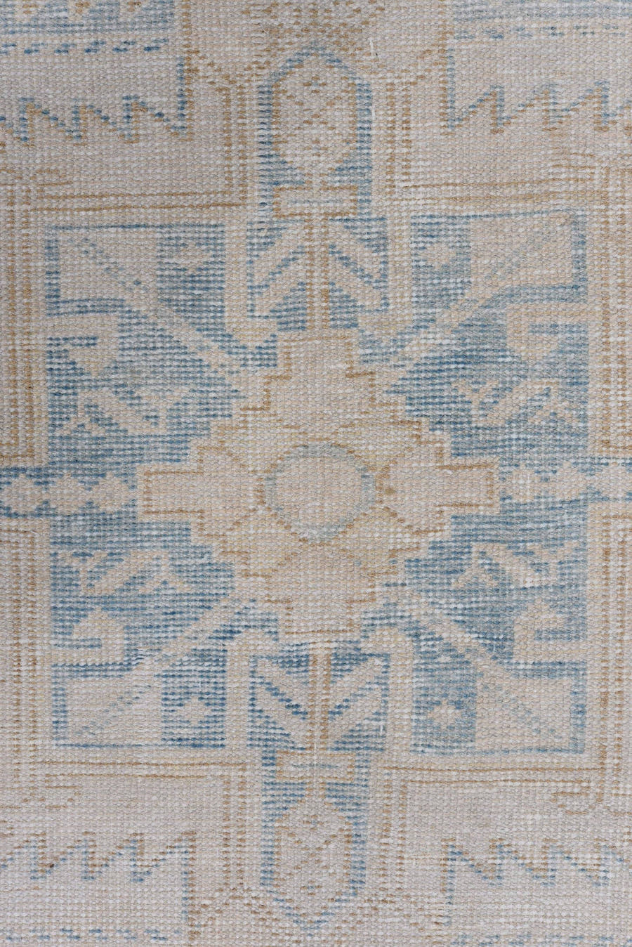 3' x 10' one-of-a-kind handmade antique Sarab runner rug. Color palette: ivory, pale blue, taupe, beige, camel, light blue