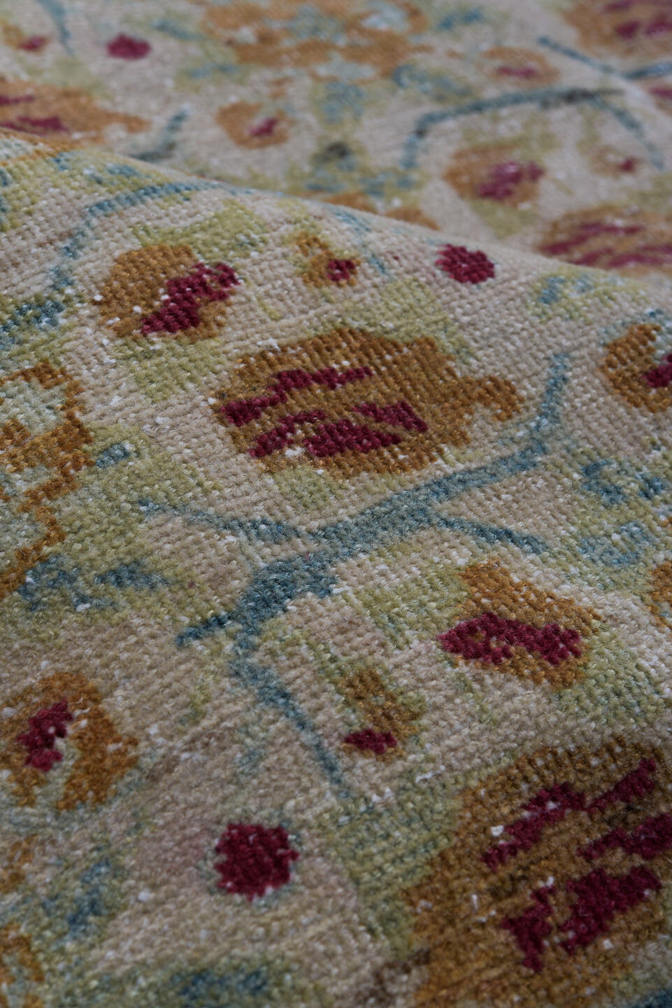 5' x 8' one-of-a-kind handmade vintage Afshar medium size rug. Color palette: ivory, gold, sky_blue, rose, taupe, saffron