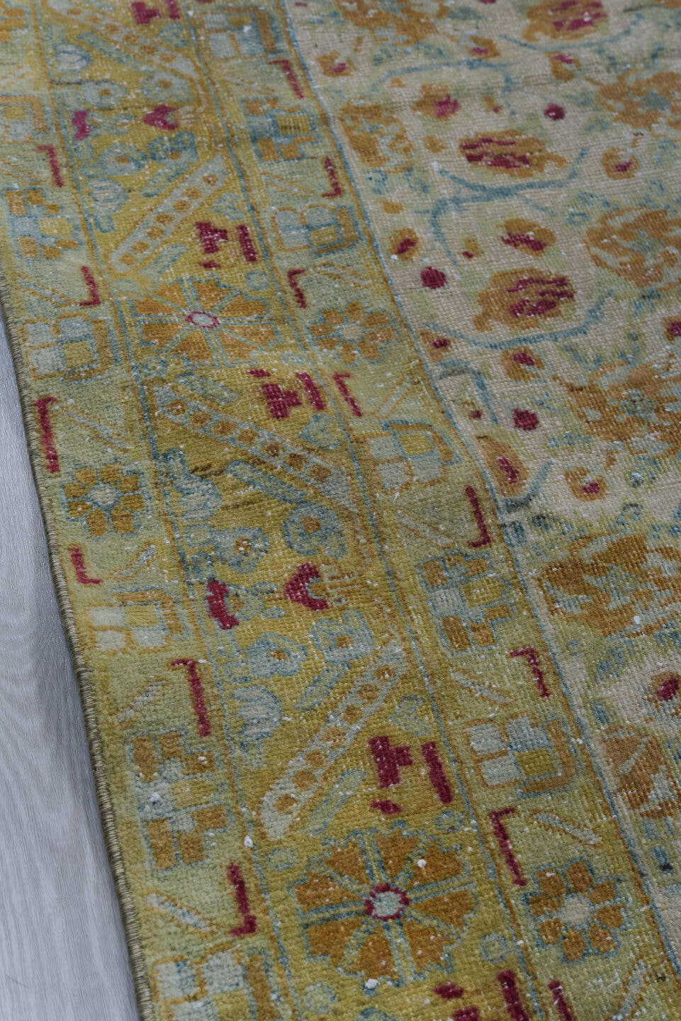 5' x 8' one-of-a-kind handmade vintage Afshar medium size rug. Color palette: ivory, gold, sky_blue, rose, taupe, saffron