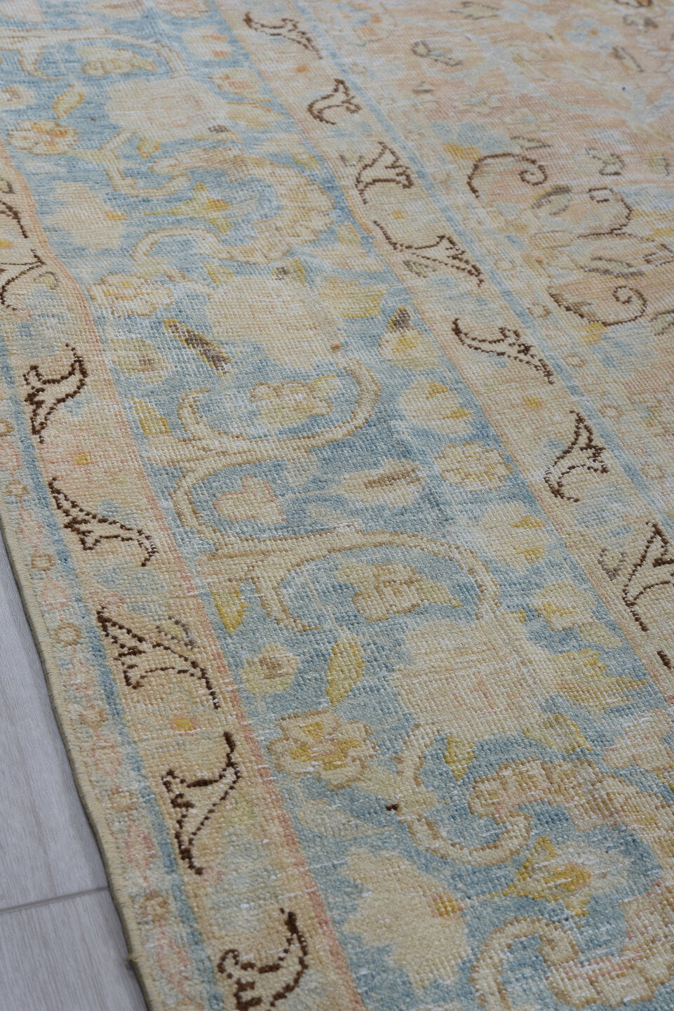 8' x 11' one-of-a-kind handmade vintage Meshed large size rug. Color palette: black, brown, dark gray, gainsboro, gray