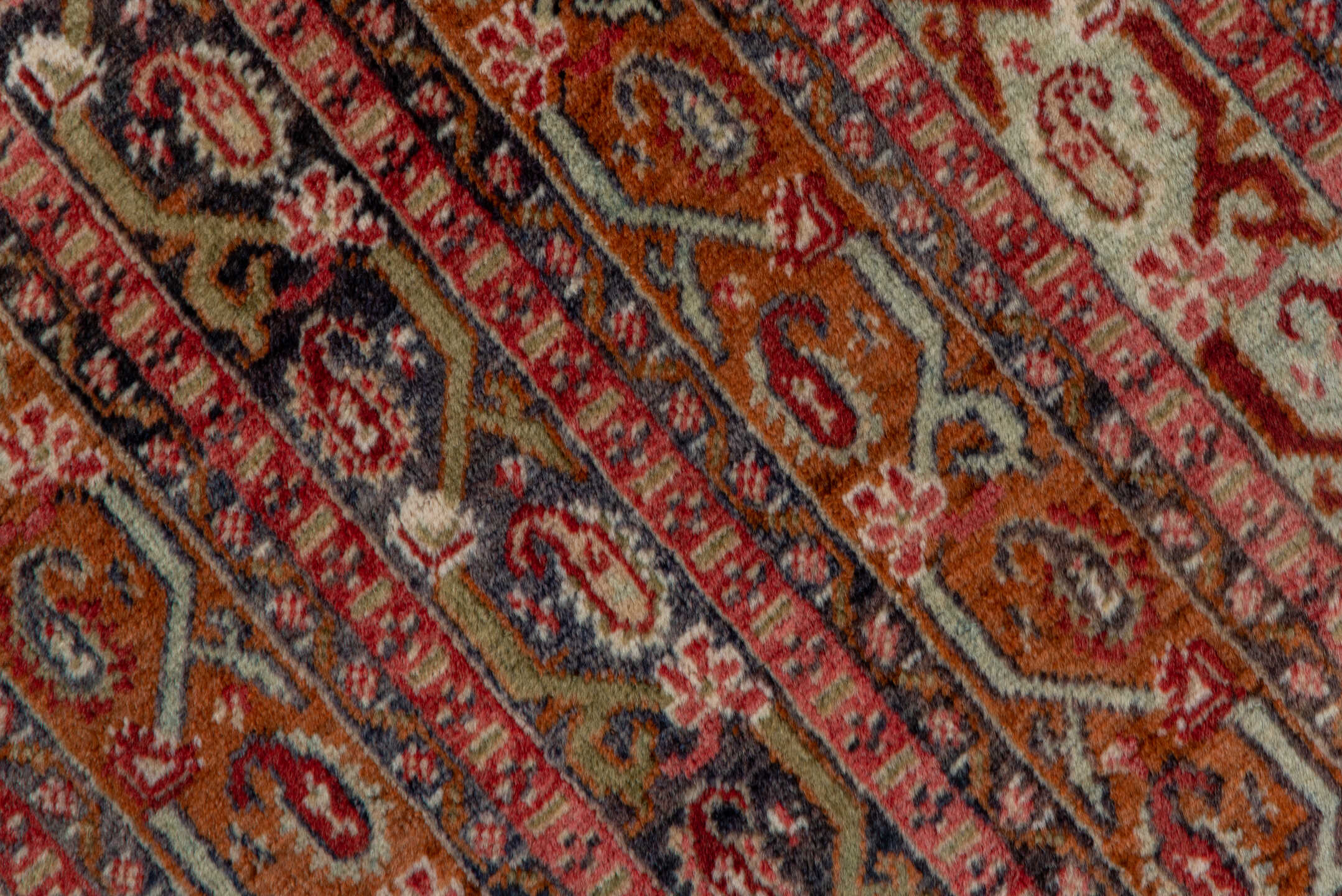3' x 11' one-of-a-kind handmade vintage Sivas runner rug. Color palette: rust, ivory, terra cotta, slate, camel, rose, navy