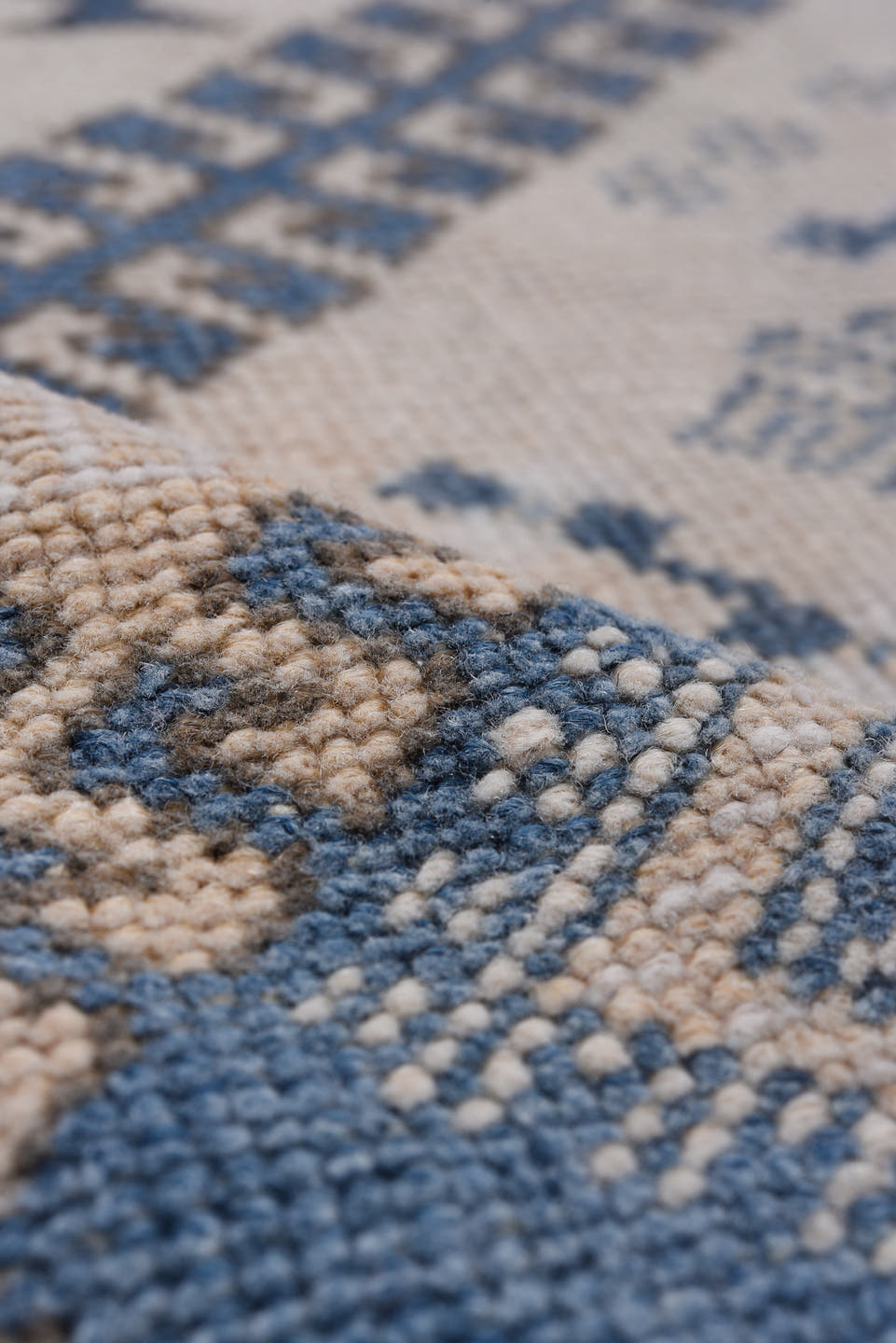 4' x 6' one-of-a-kind handmade vintage Oushak small size rug. Color palette: ivory, sky blue, slate, taupe, camel