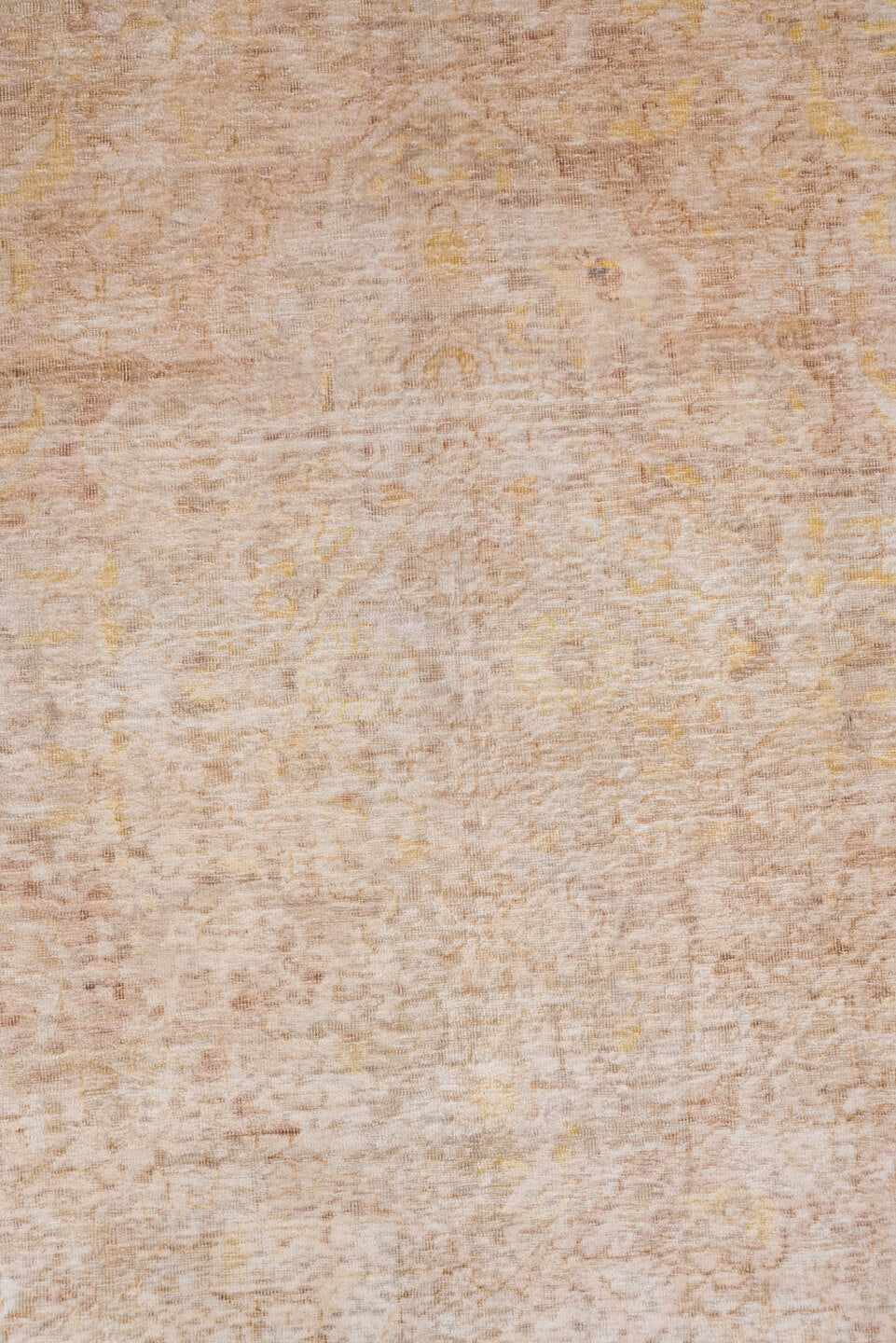 6' x 9' one-of-a-kind handmade vintage Kaisary medium size rug. Color palette: beige, blush, ivory, pale gold, taupe, pink