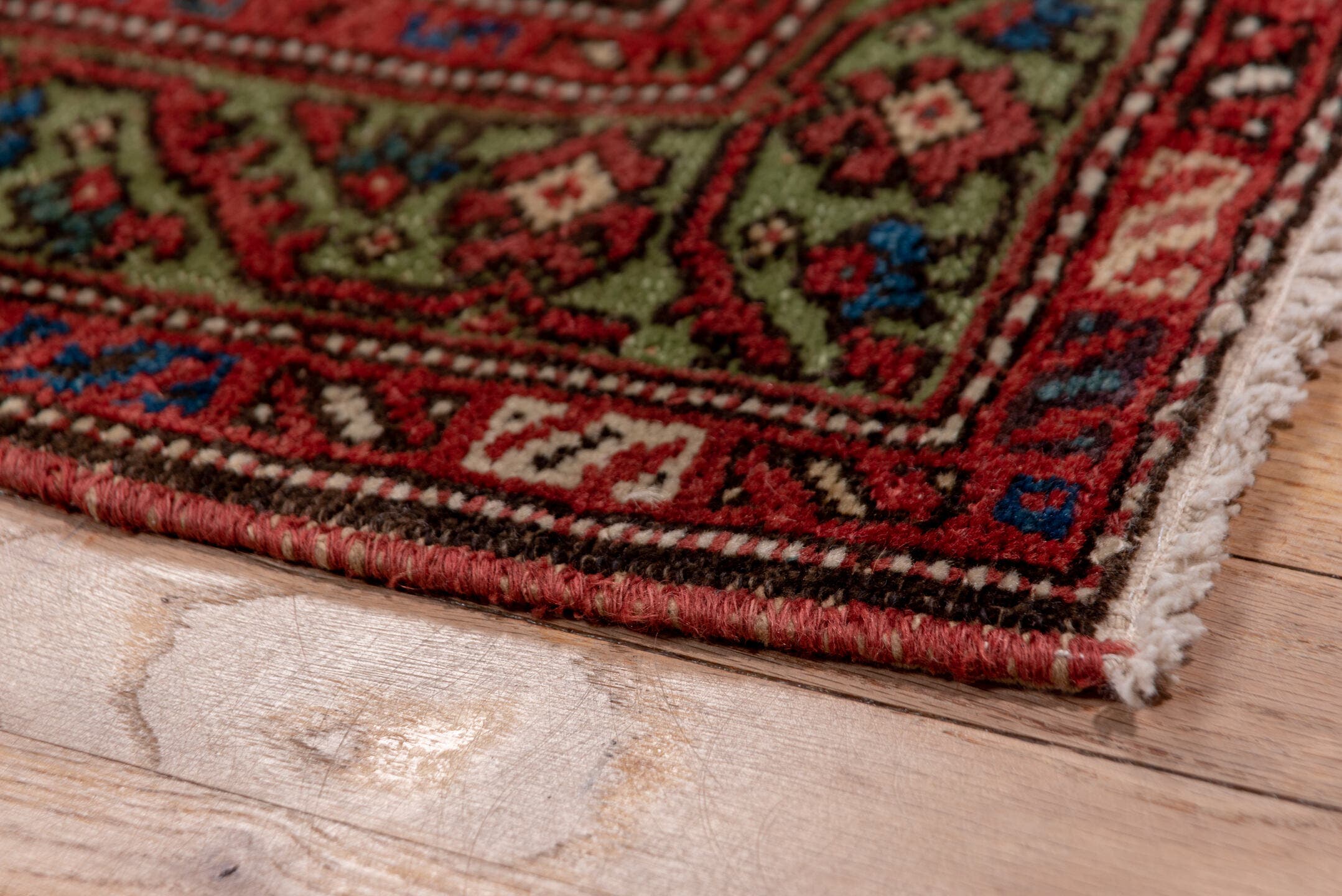 3' x 15' one-of-a-kind handmade antique Malayer runner rug. Color palette: rust, indigo, ivory, olive, burgundy, camel, navy