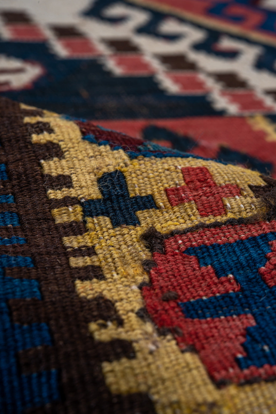 6' x 10' one-of-a-kind handmade vintage Kilim large size rug. Color palette: brown, gray, pink, red