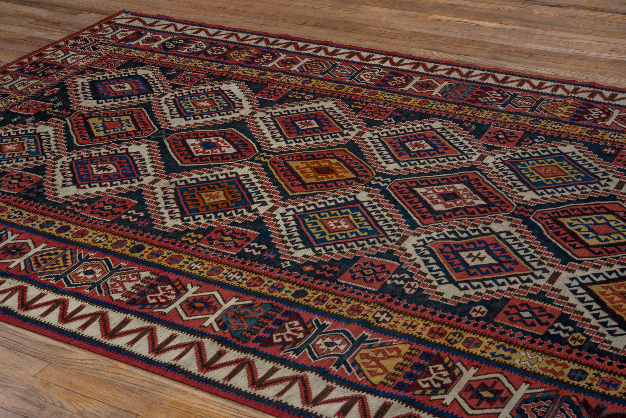 6' x 10' one-of-a-kind handmade vintage Kilim large size rug. Color palette: brown, gray, pink, red