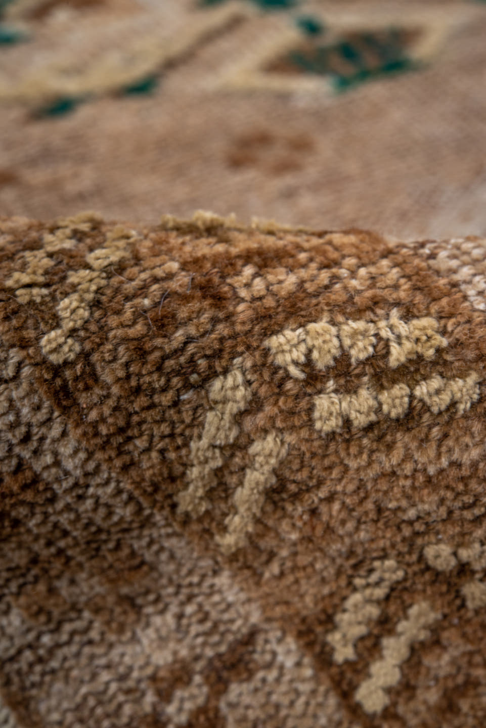 2' x 4' one-of-a-kind handmade vintage Belouch small size rug. Color palette: taupe, camel, brown, ivory, sage, beige, gray