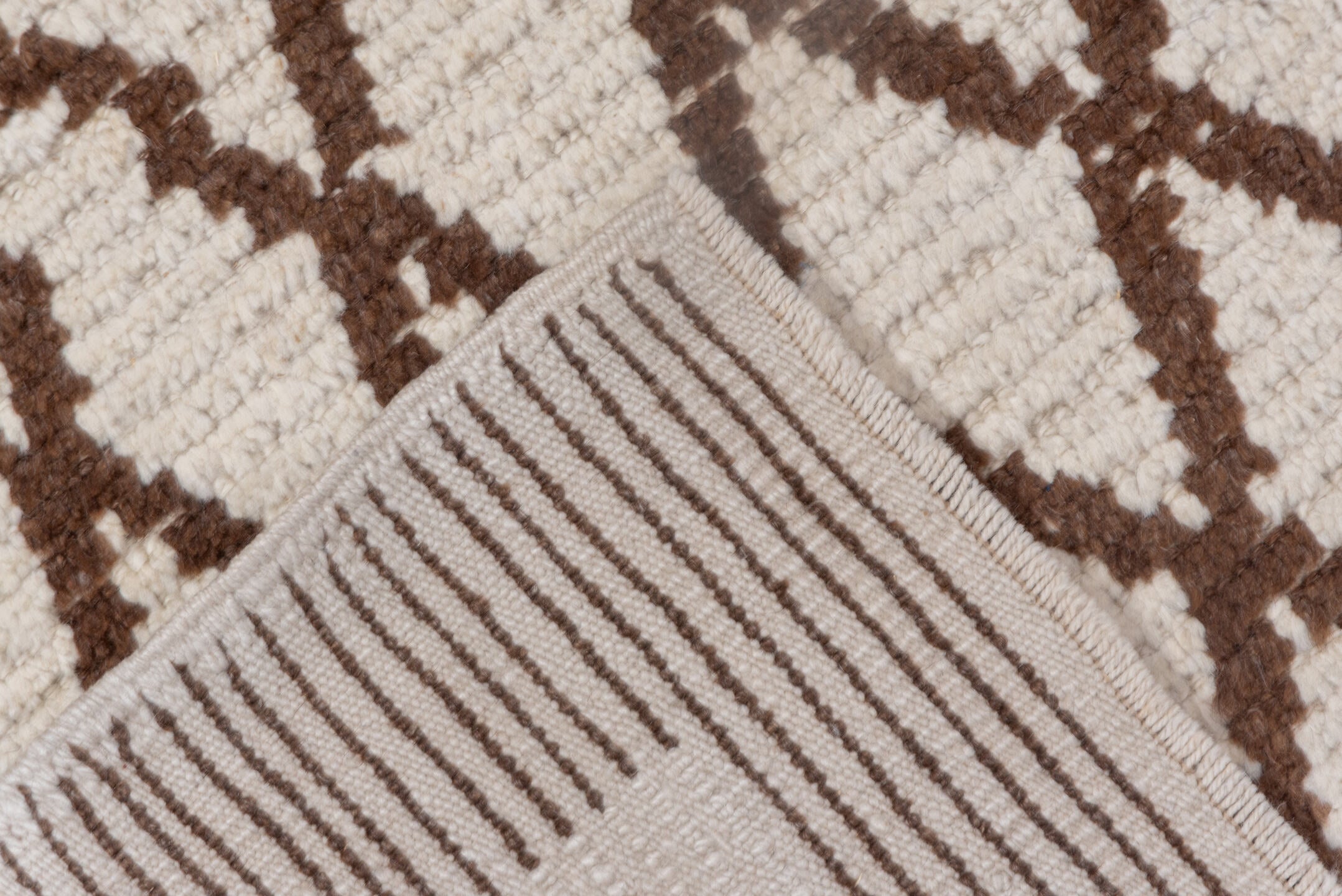 3' x 6' one-of-a-kind handmade vintage Tulu small size rug. Color palette: ivory, brown