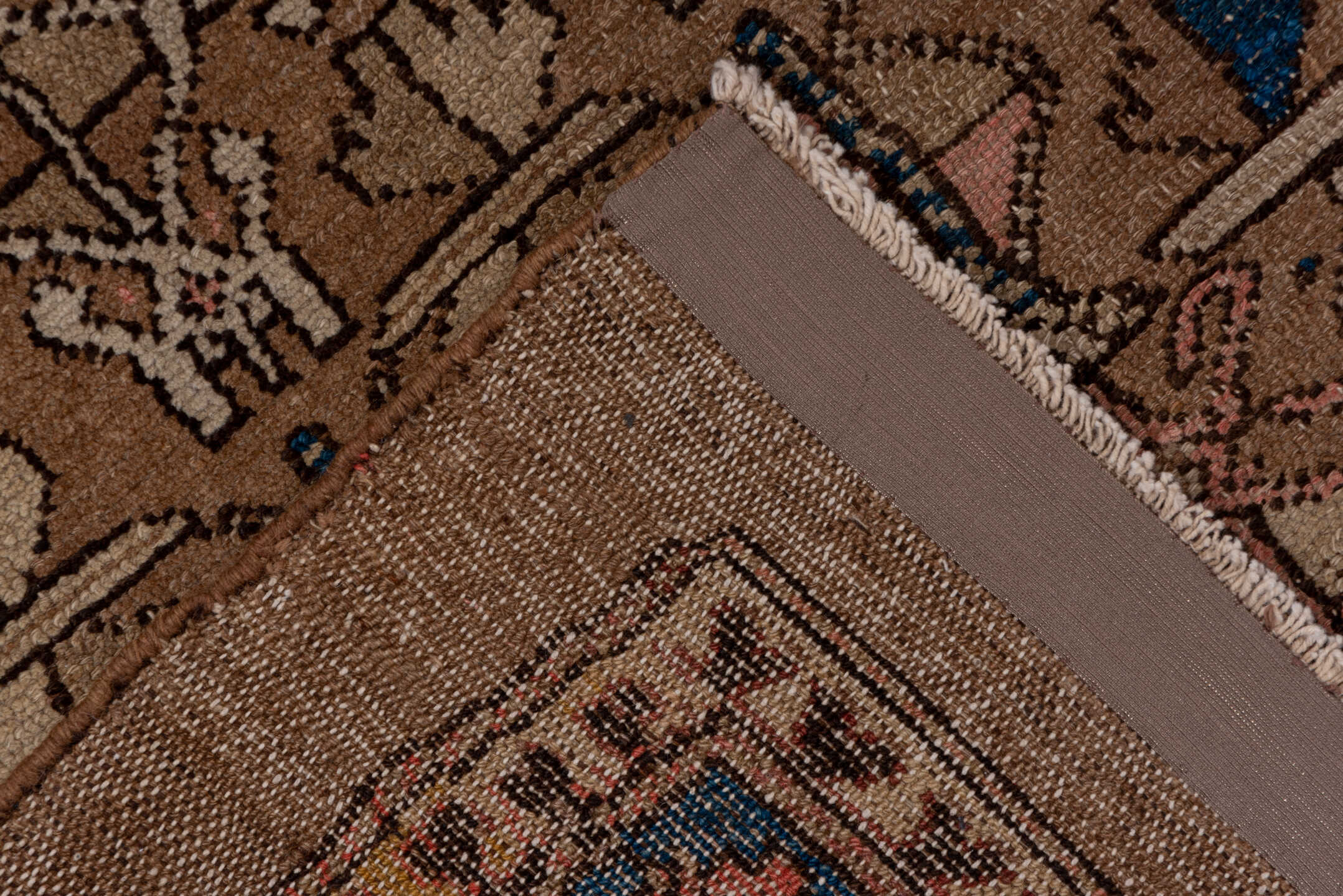 3' x 8' one-of-a-kind handmade vintage Cam Hamadan runner rug. Color palette: black, blue, brown, charcoal, gray, pink, red