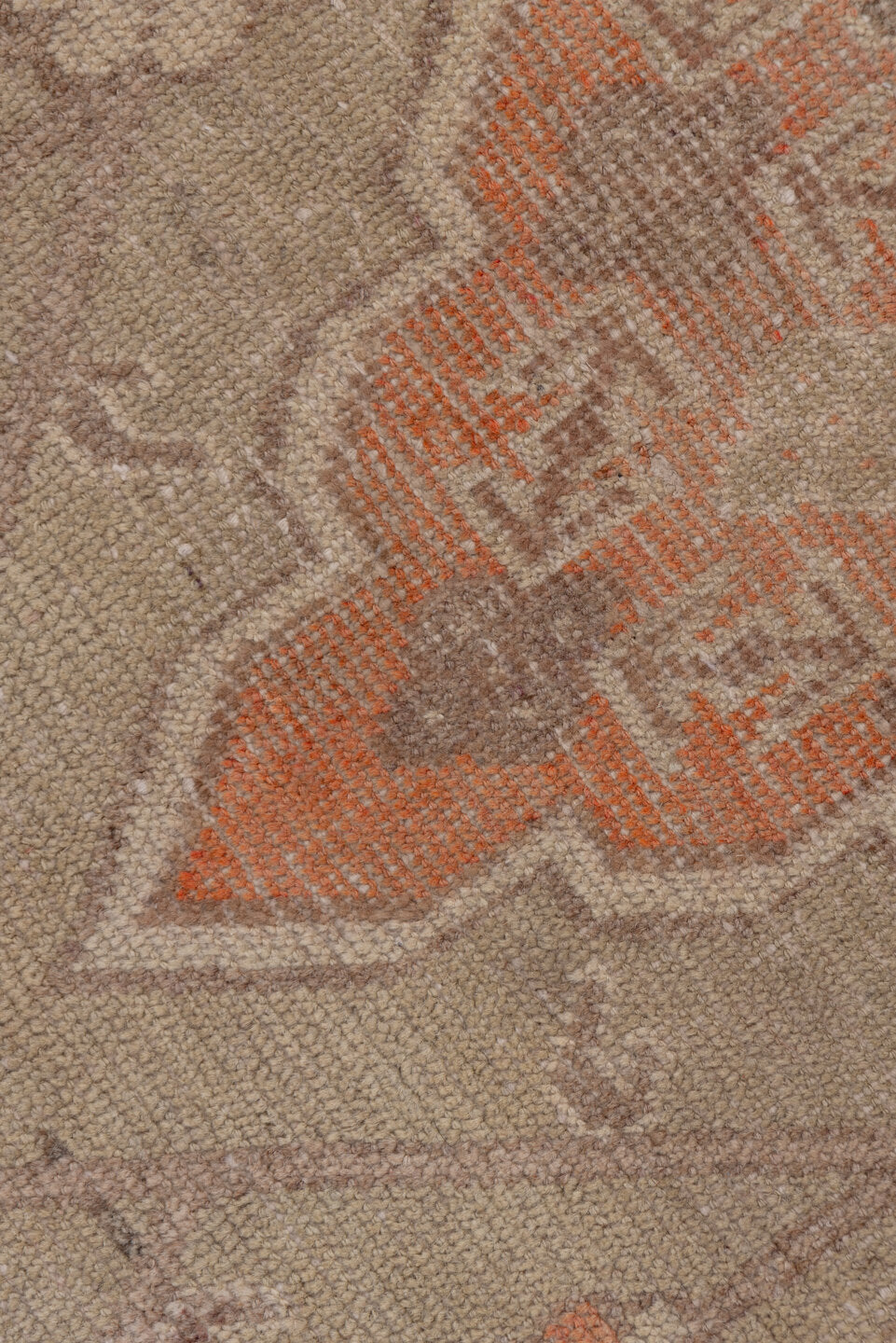 4' x 7' one-of-a-kind handmade antique Khotan rug. Color palette: taupe, coral, ivory, pewter, rose, camel, beige, gray